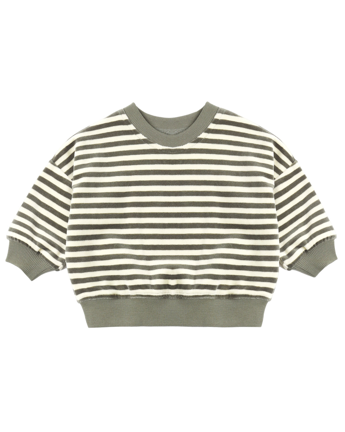 Velour Relaxed Sweatshirt: Spruce Stripe