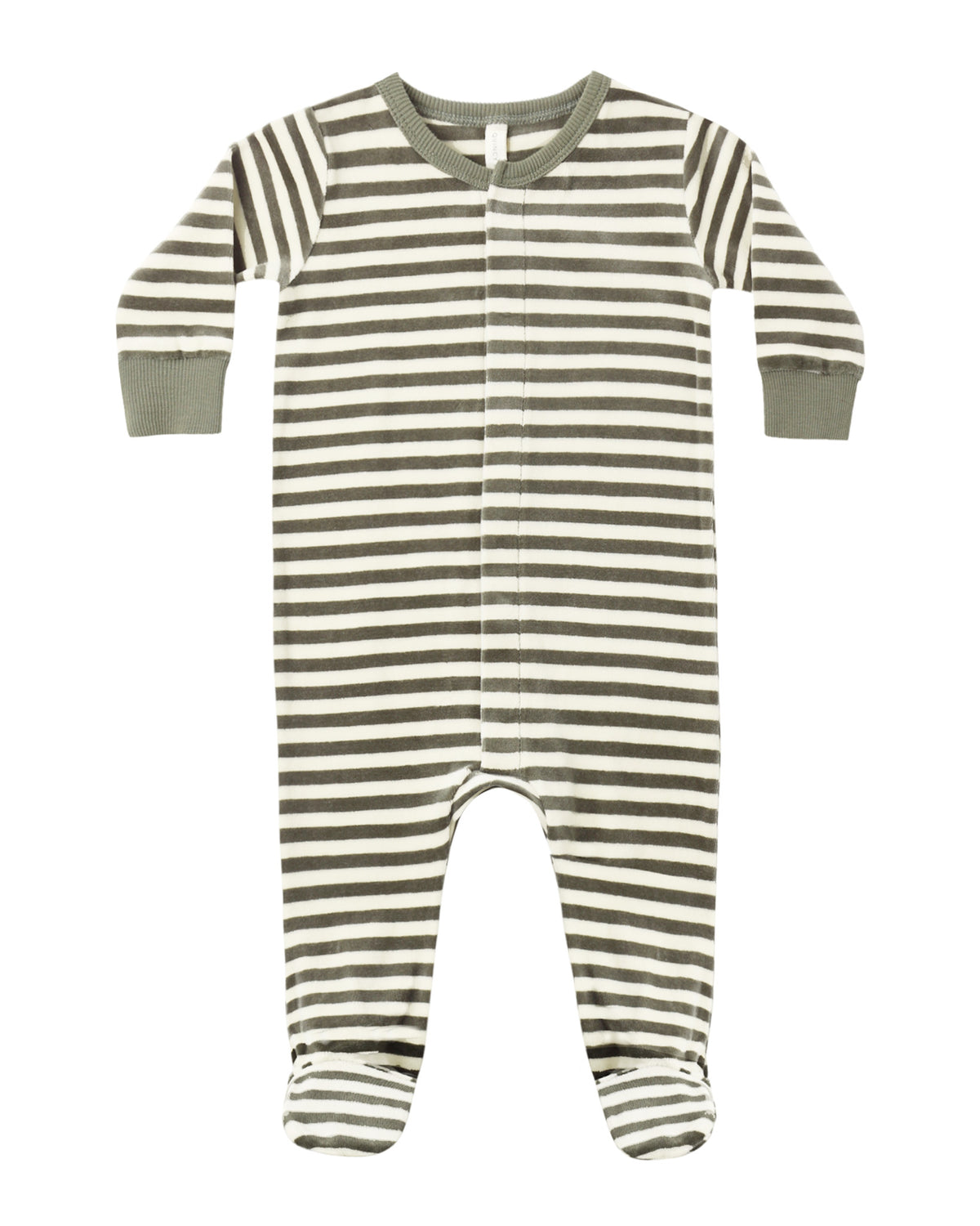 Velour Hidden Snap Footie: Spruce Stripe
