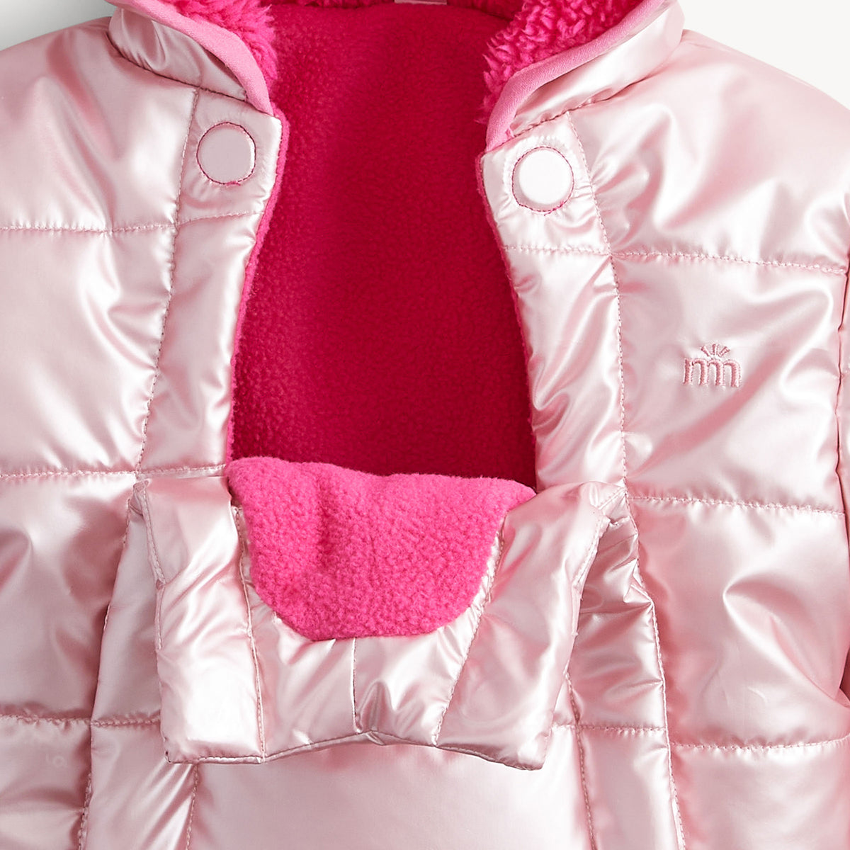 Pink Solid Metallic Puffer Pram