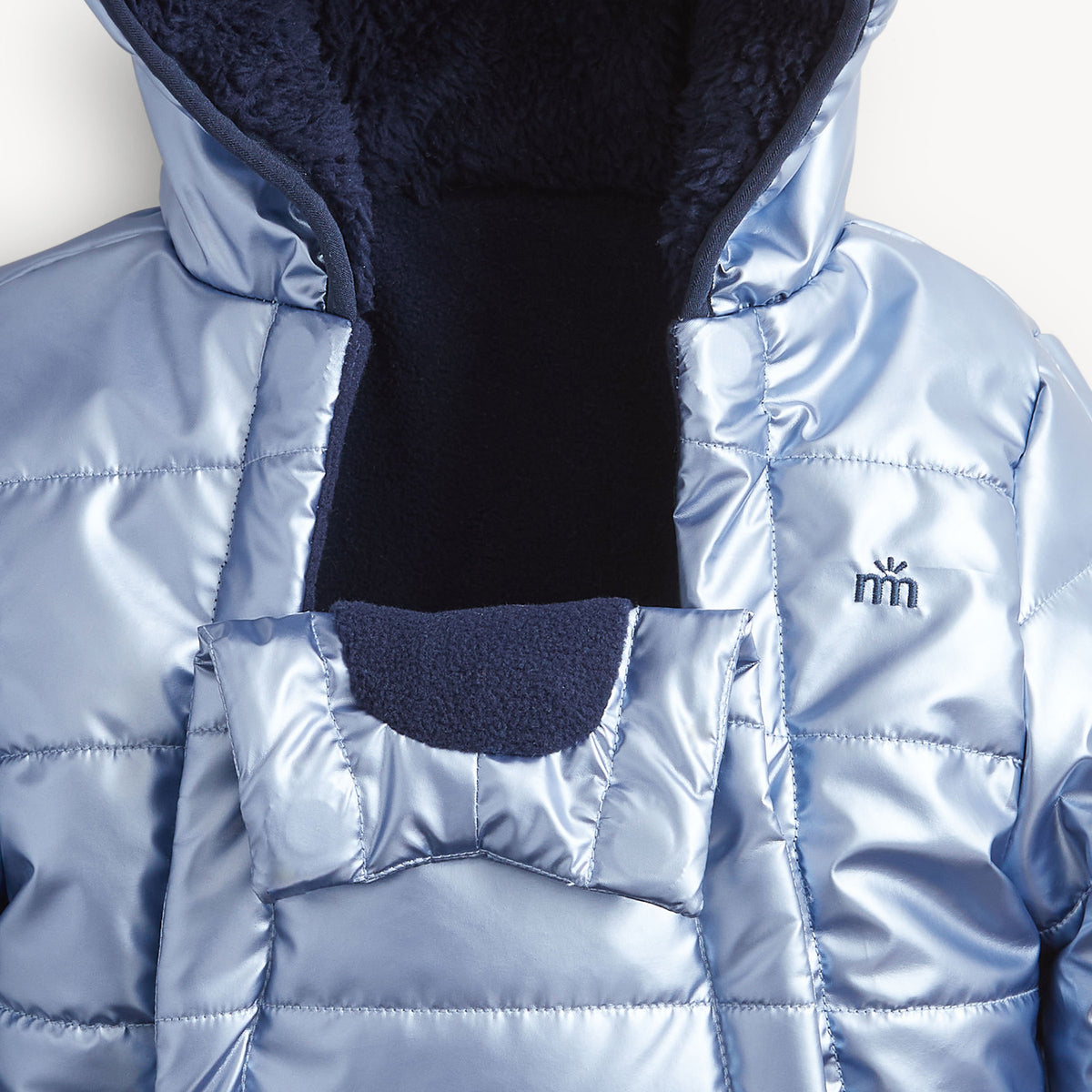 Blue Solid Metallic Boys Puffer Pram