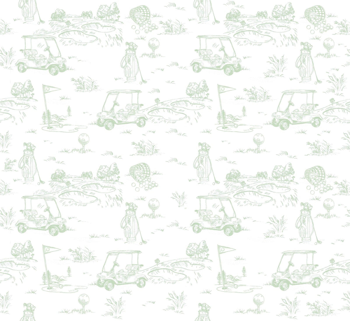 Golf Toile Lunch Bag: Green
