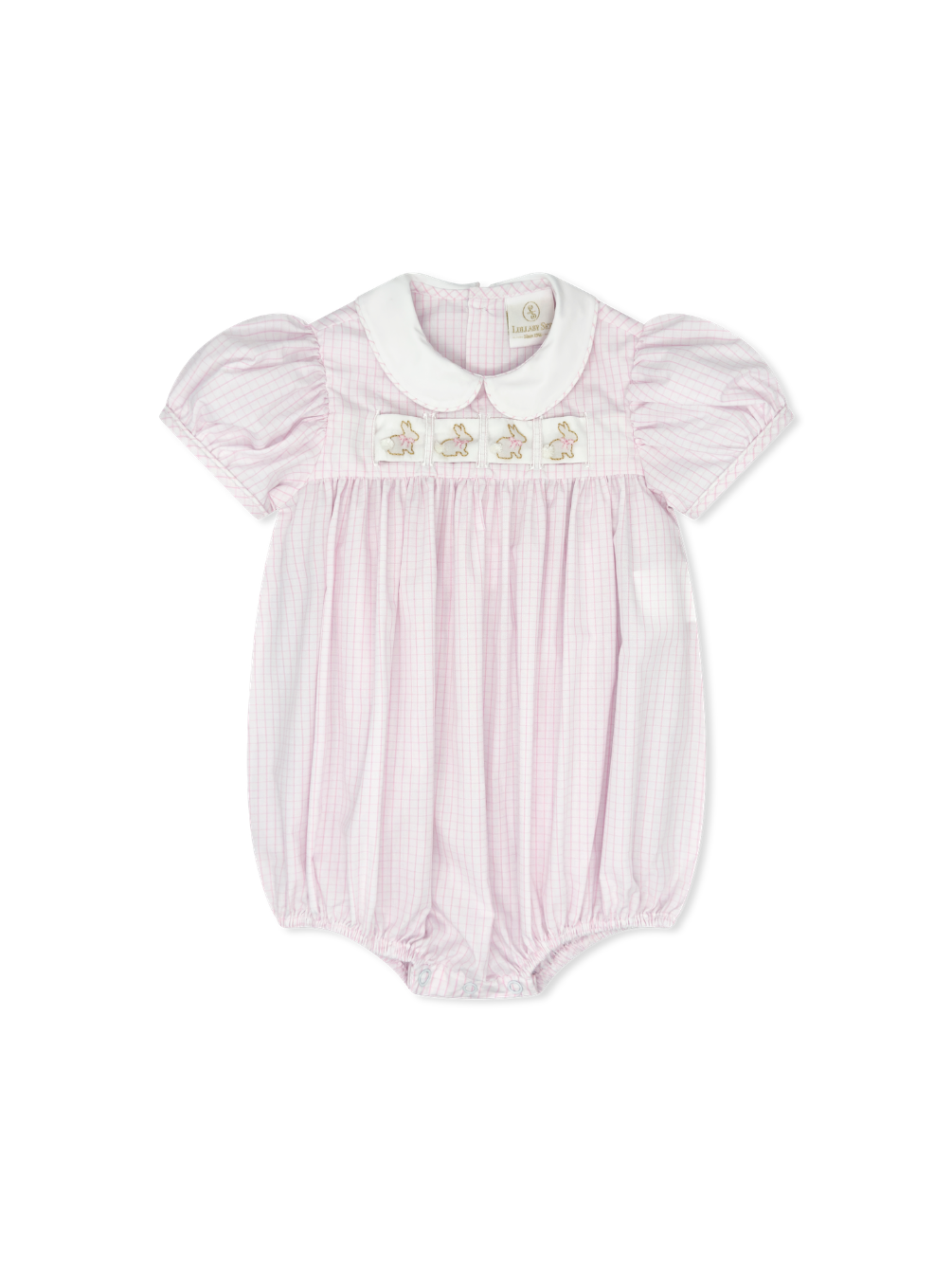 Ruth Ribbon Bubble: Classic Pink Windowpane with Hearts/Bows/Bunnies Interchangeable Ribbons
