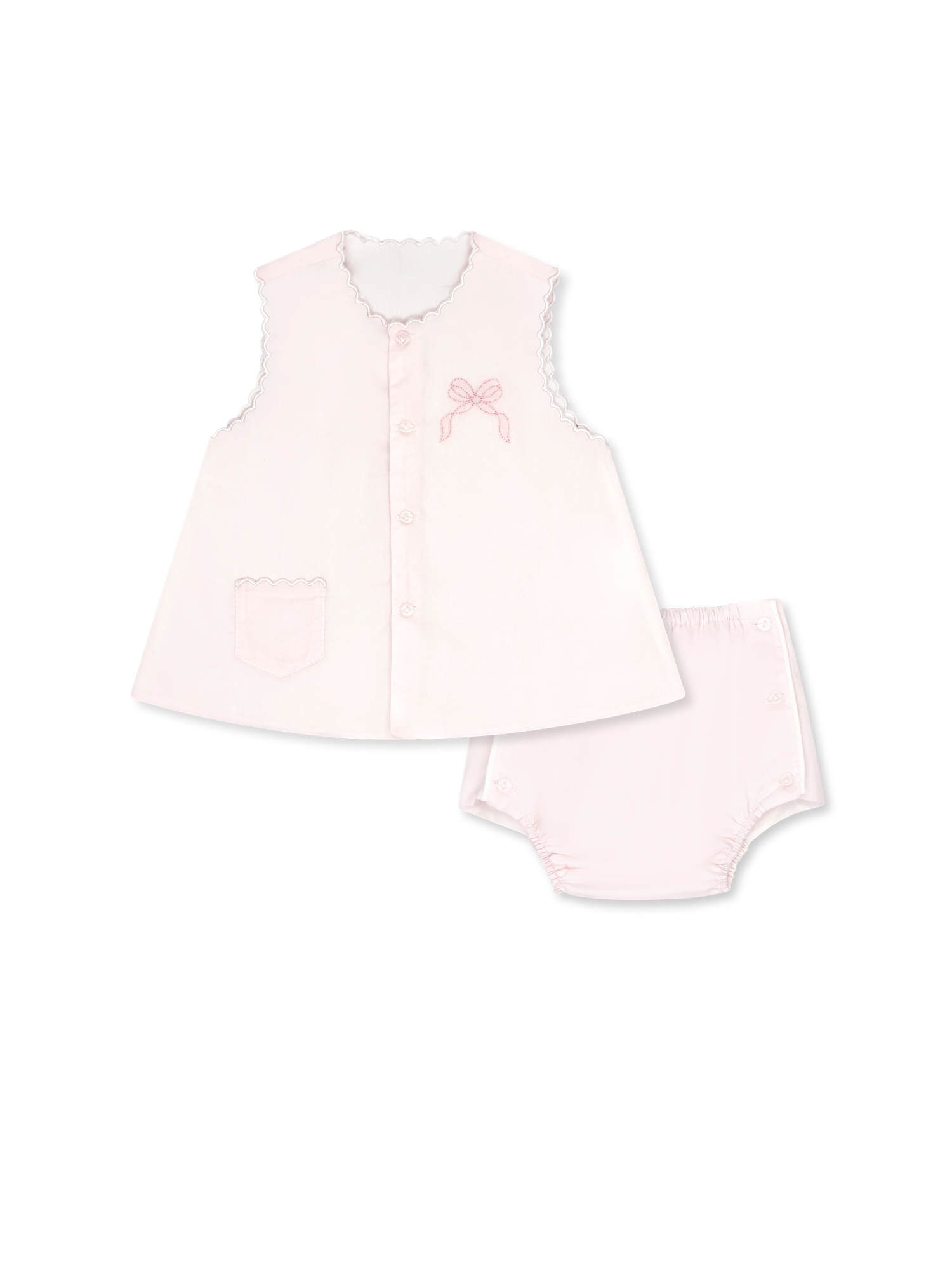 Maria Diaper Set: Blessings Pink with Pink Bow Embroidery