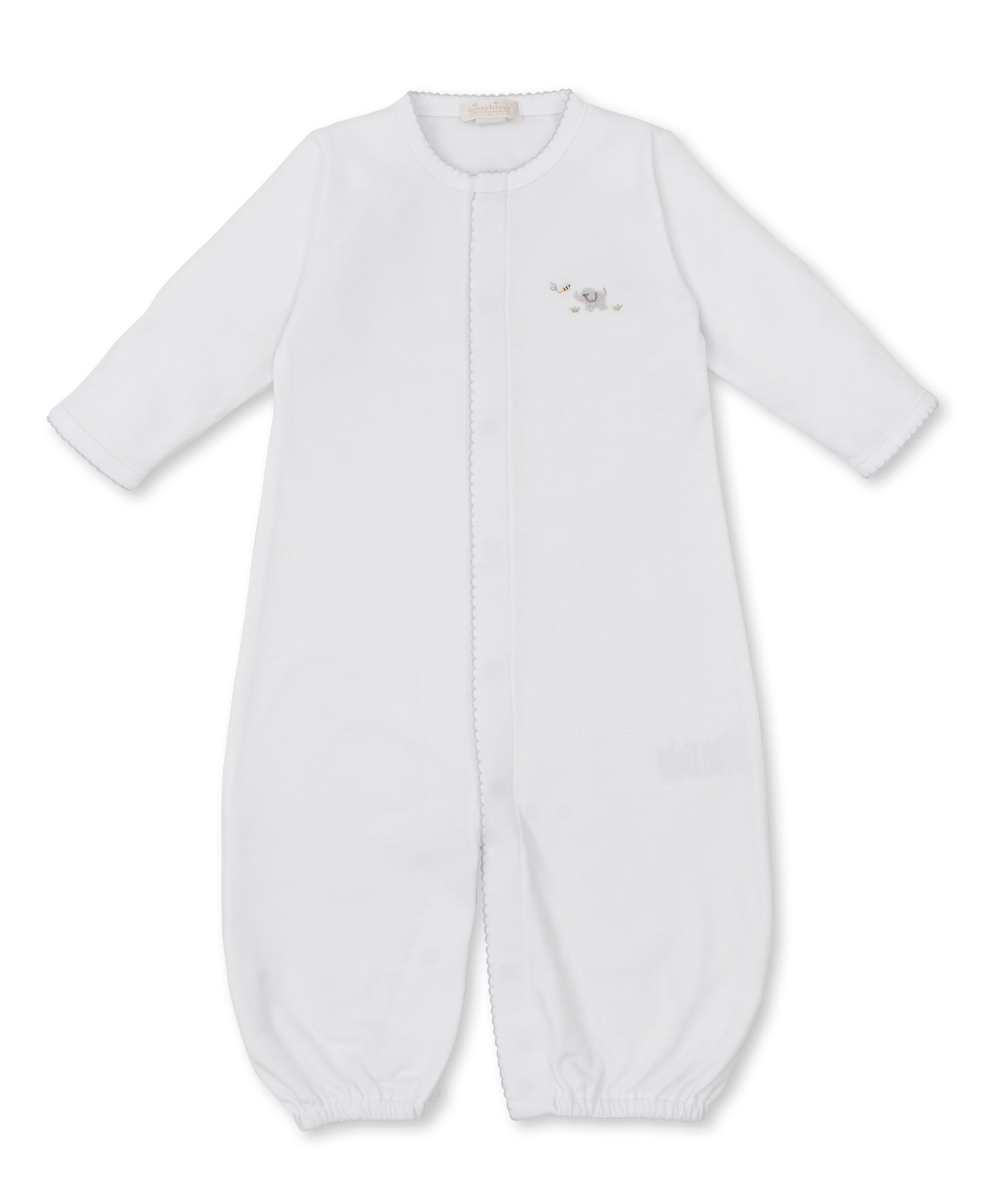 Premier Elephant Empire Embroidered Pima Converter Gown: White with Silver
