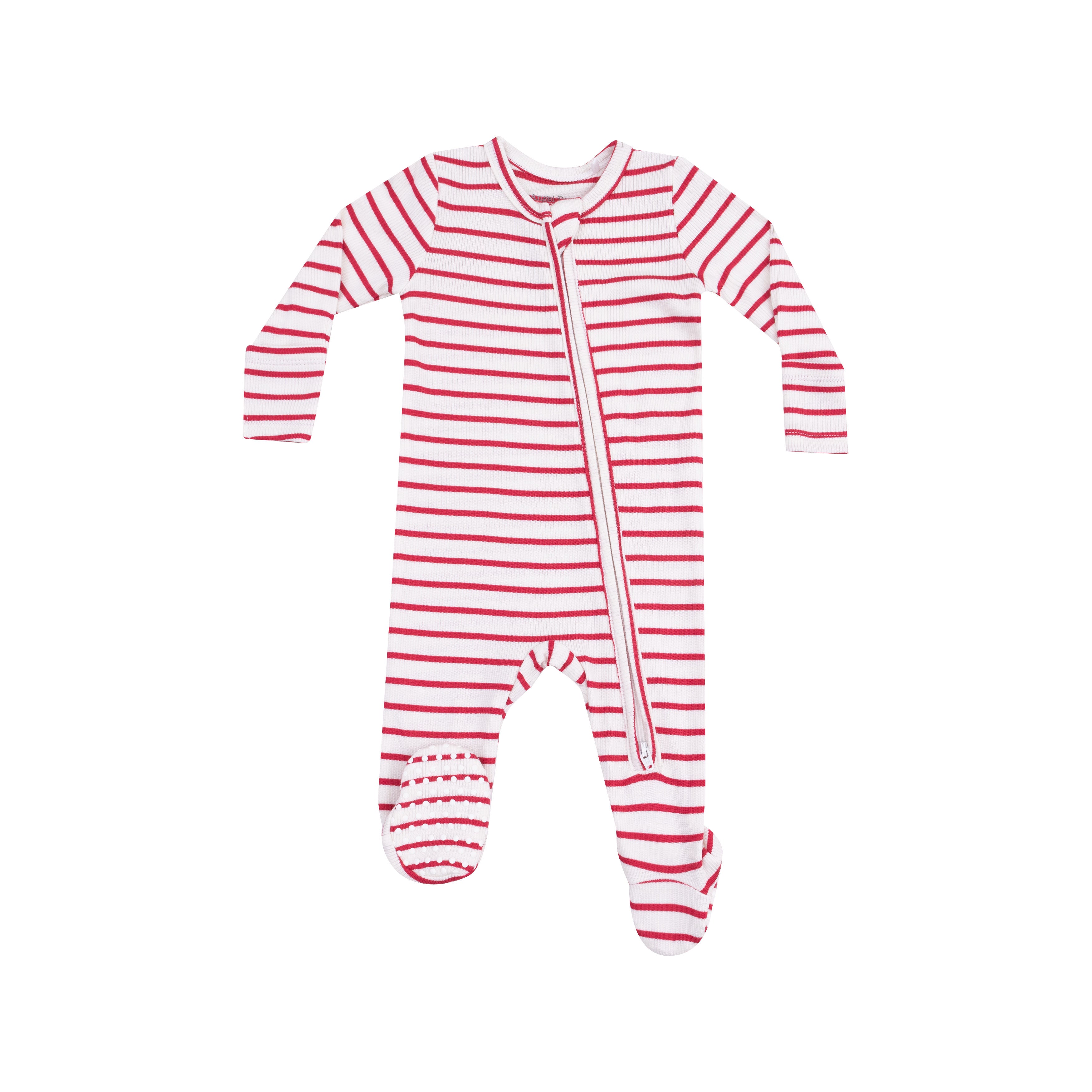Stripe Vintage Red 2-Way Zipper Footie
