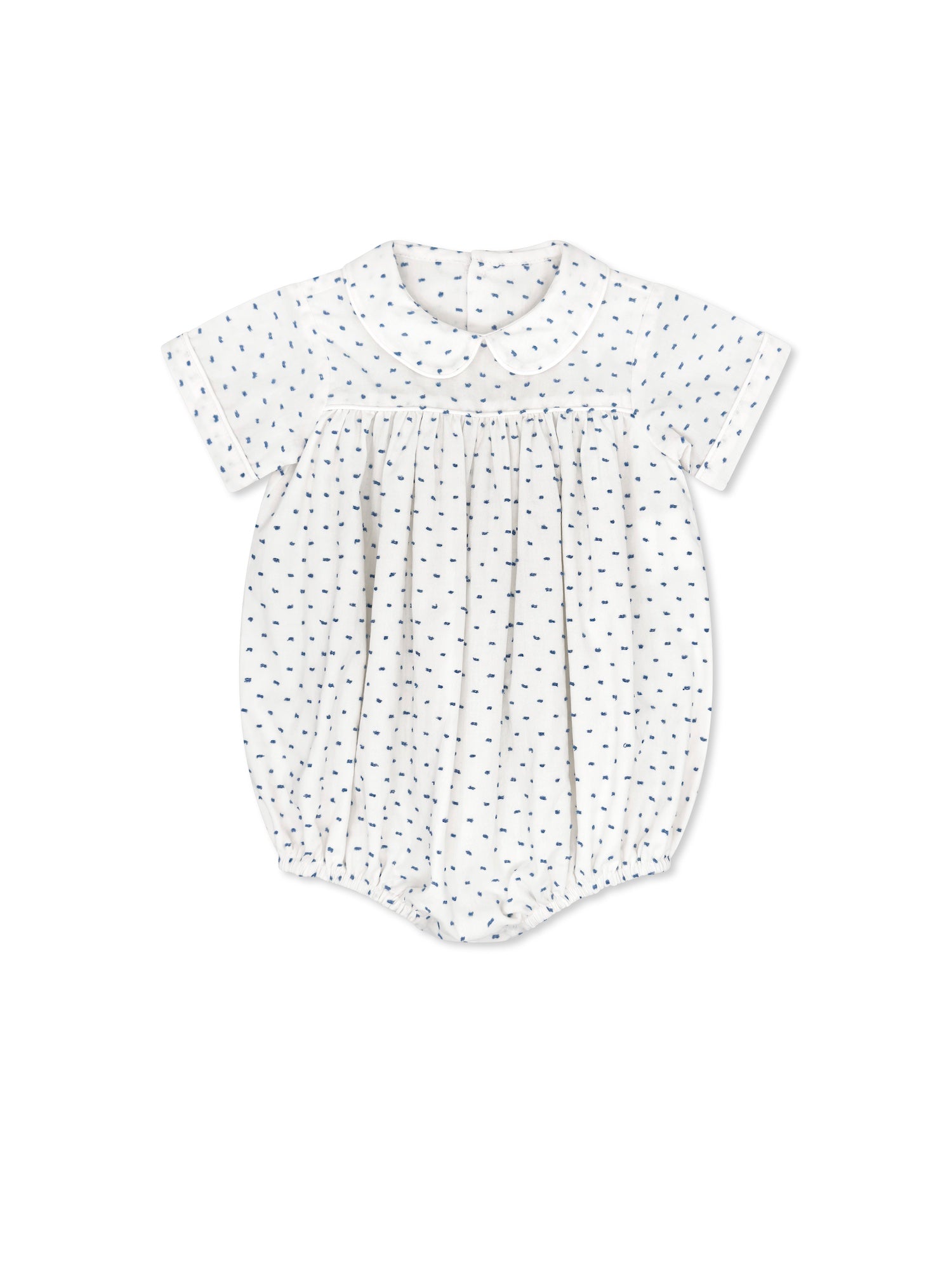 Covington Bubble: White with Spring Blue Swiss Dot