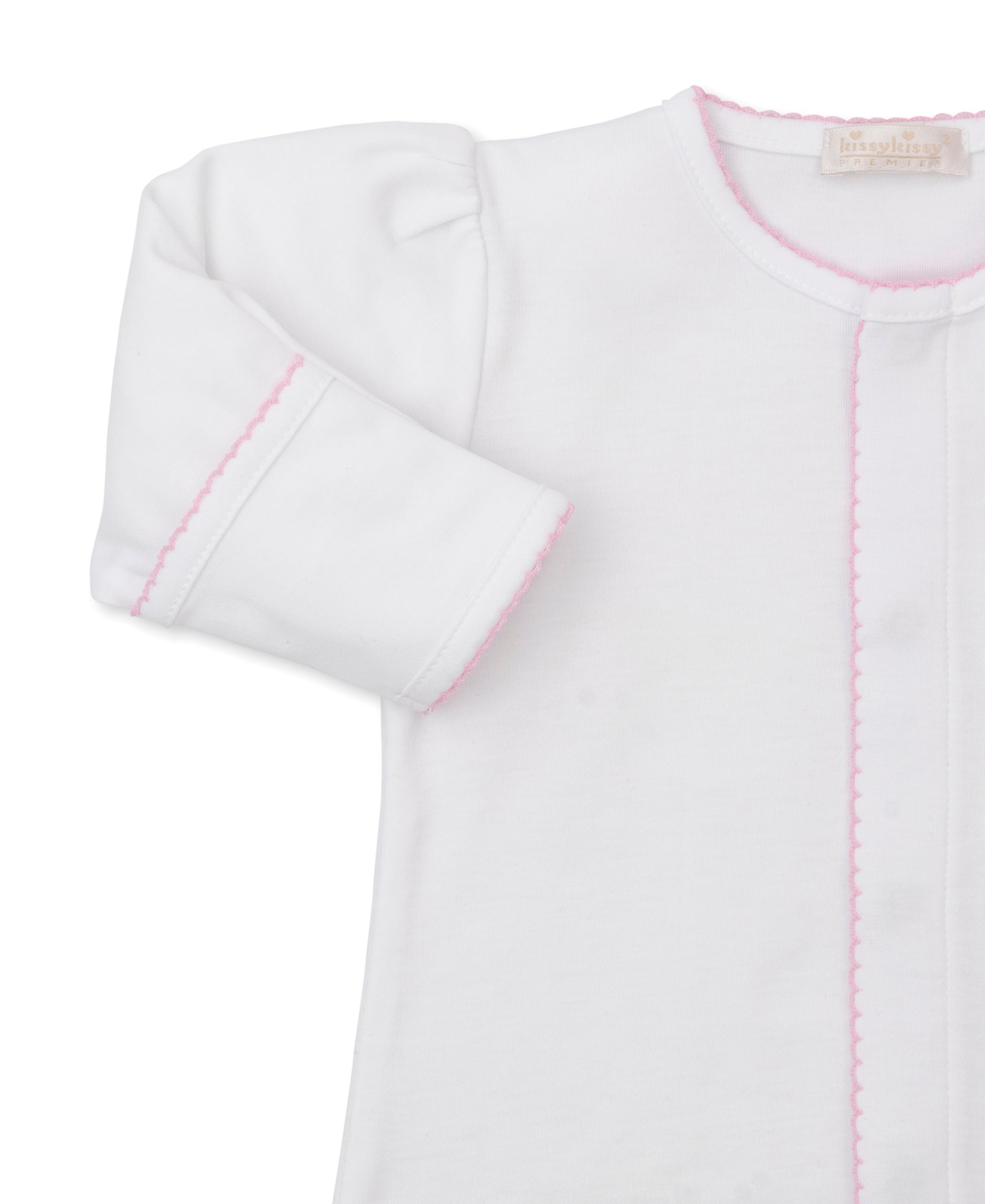 Premier Elephant Empire Embroidered Pima Converter Gown: White with Light Pink