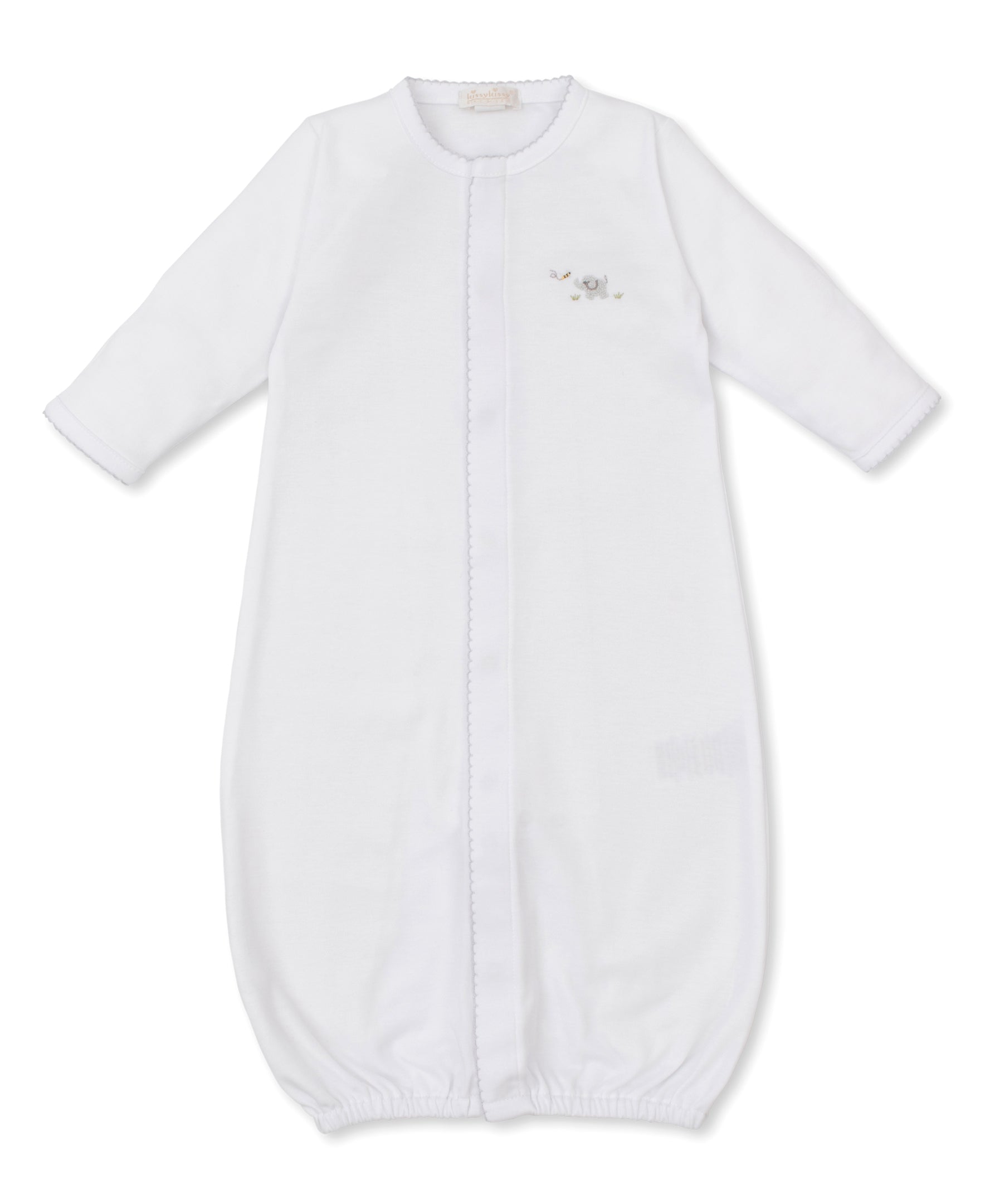 Premier Elephant Empire Embroidered Pima Converter Gown: White with Silver