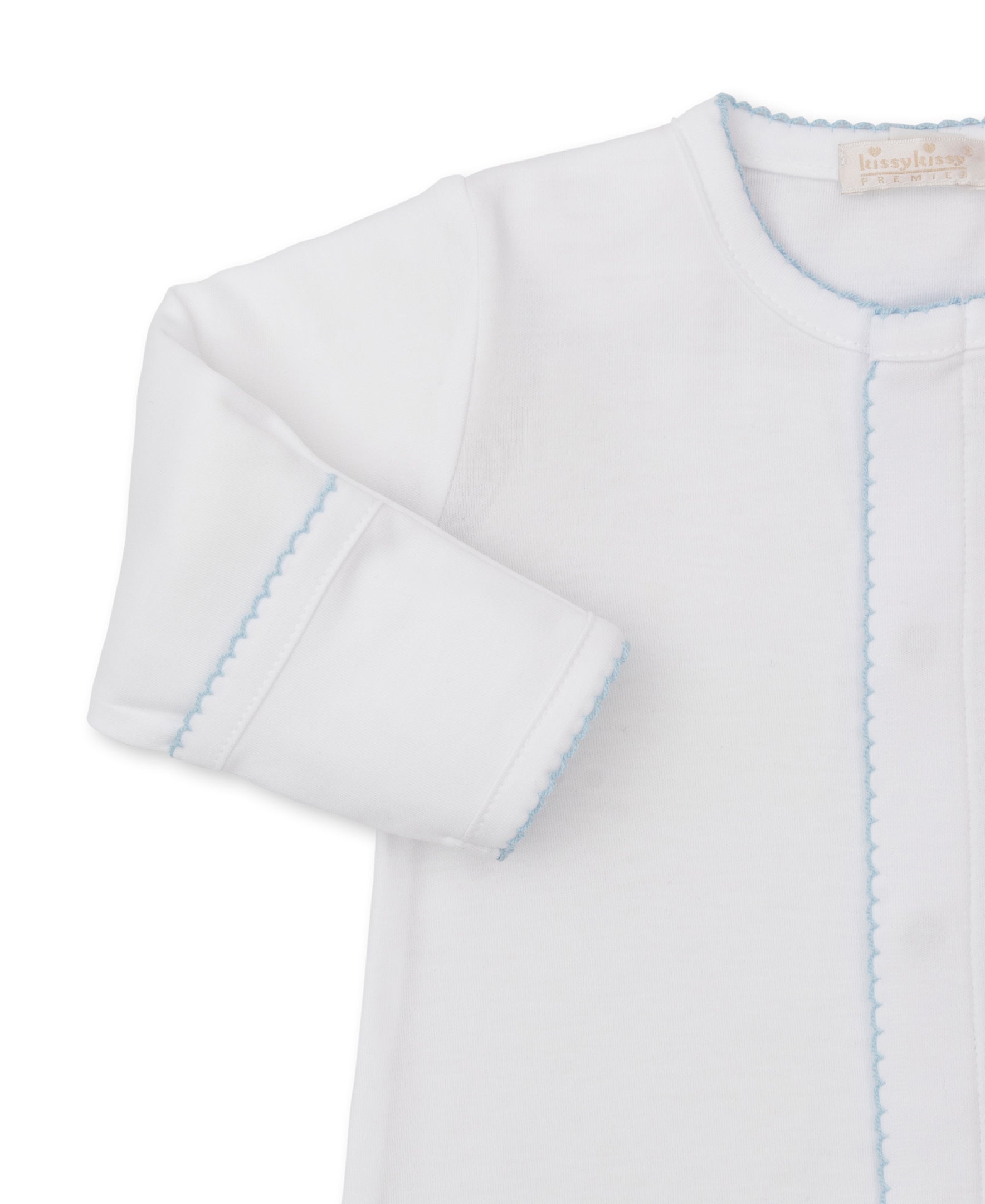 Premier Elephant Empire Embroidered Pima Converter Gown: White with Light Blue