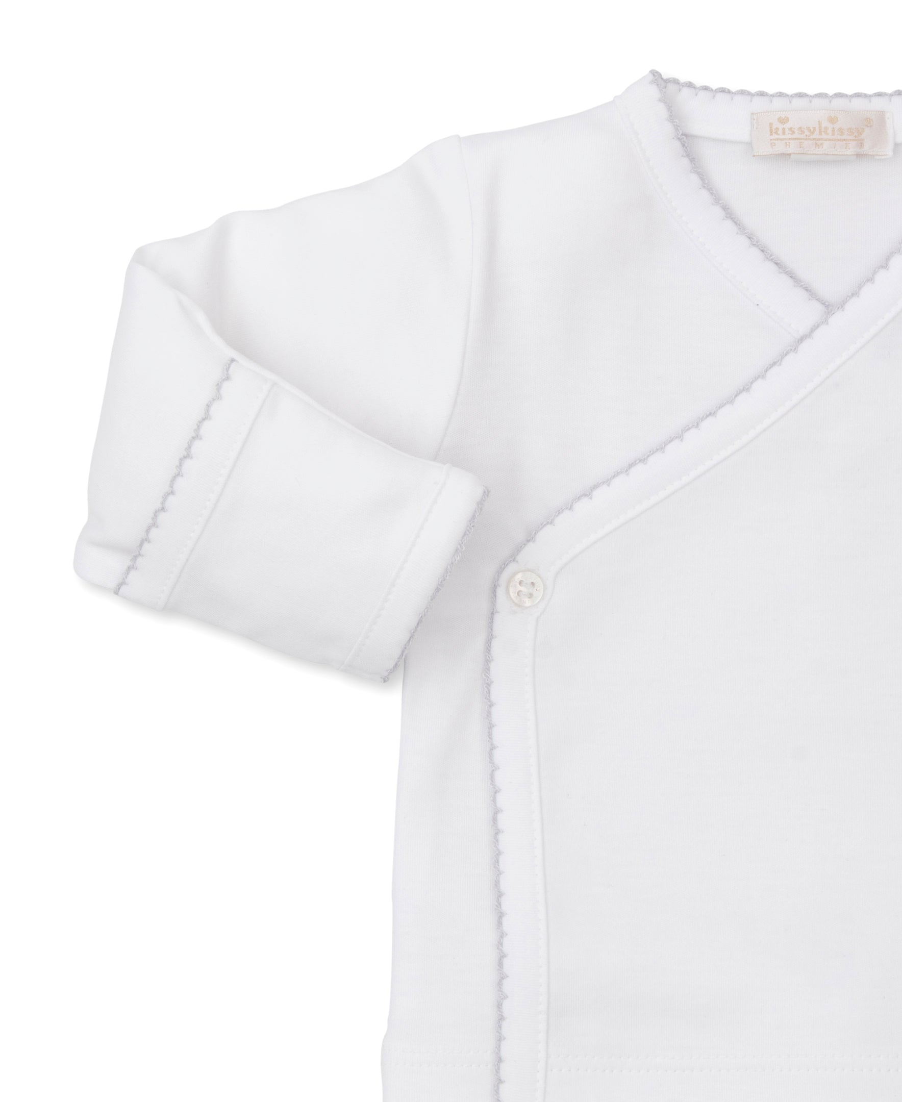 Premier Elephant Empire Embroidered Pima Footed Pant Set: White with Silver