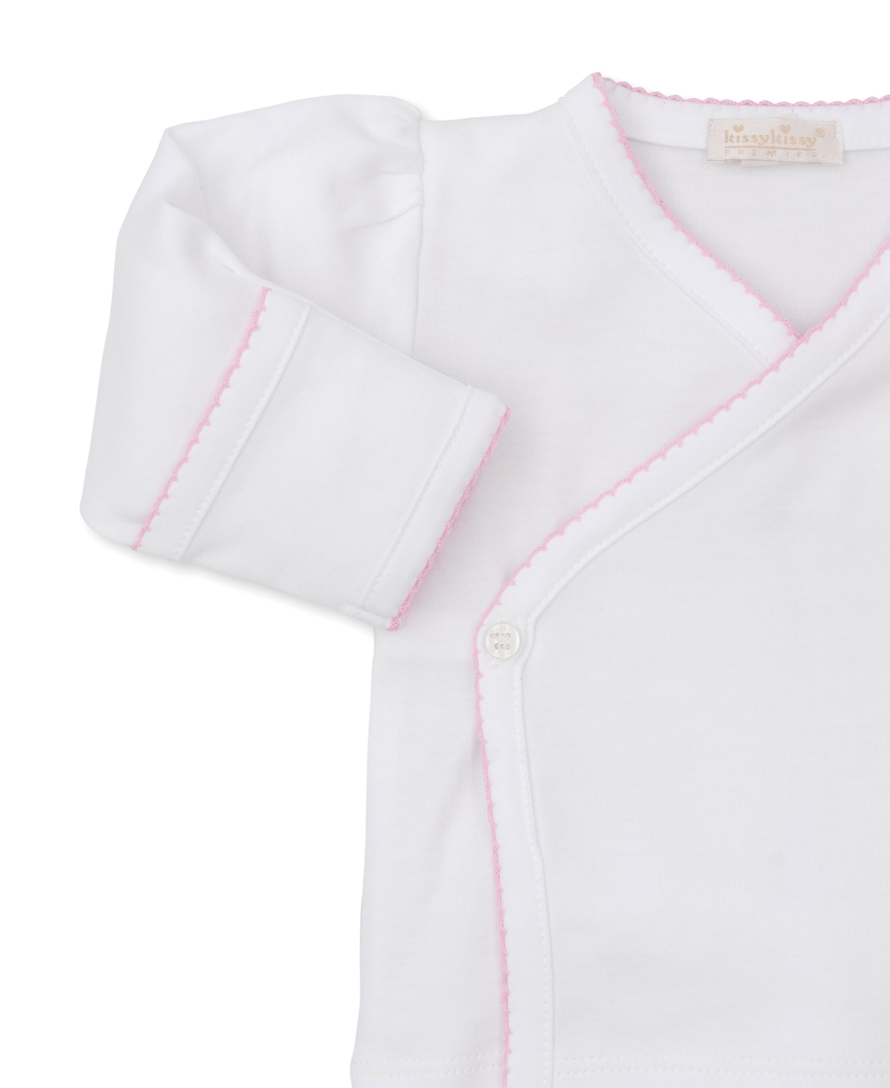 Premier Elephant Empire Embroidered Pima Footed Pant Set: White with Light Pink