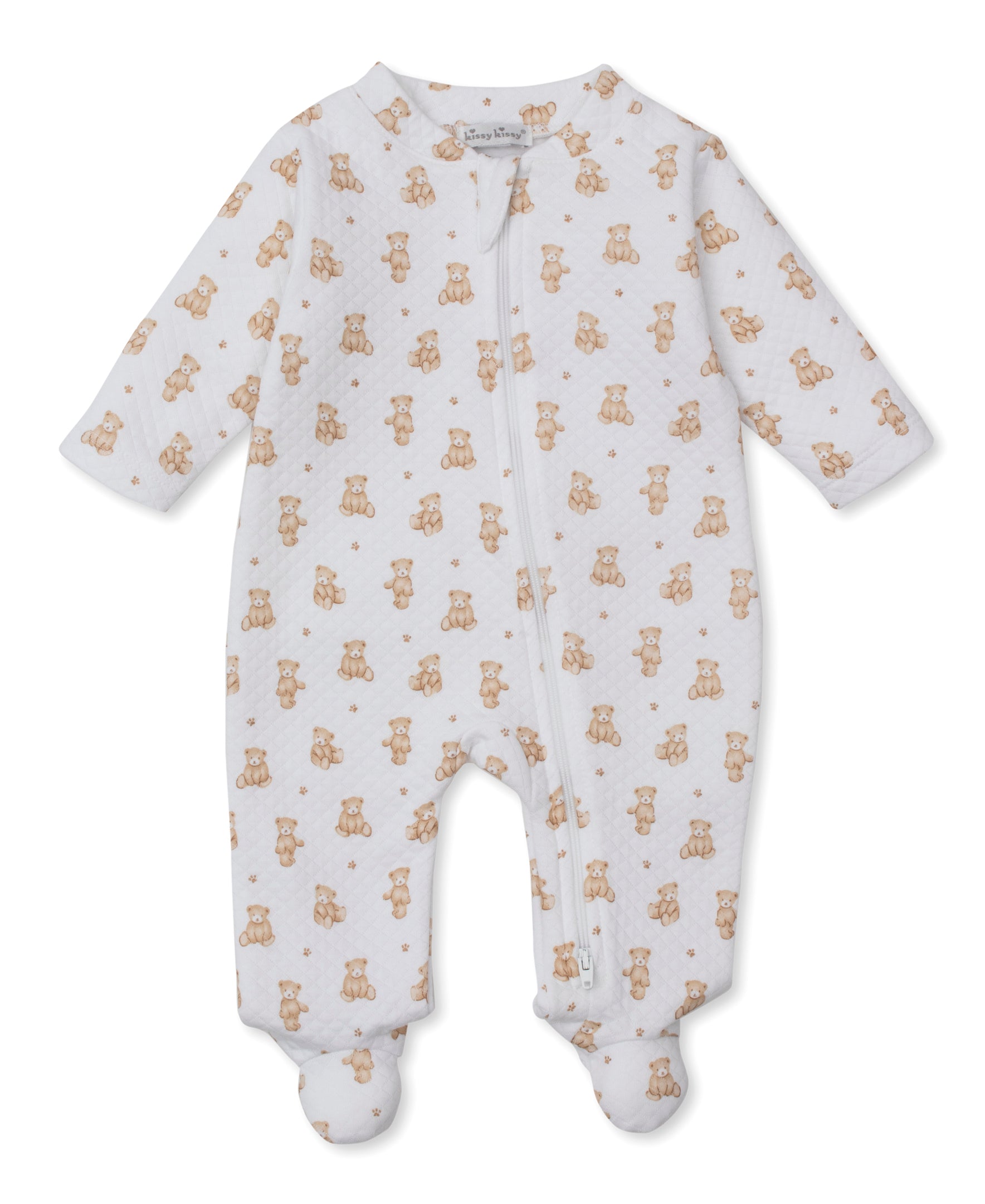Teddy Bear Time Printed Jacquard Zipper Footie