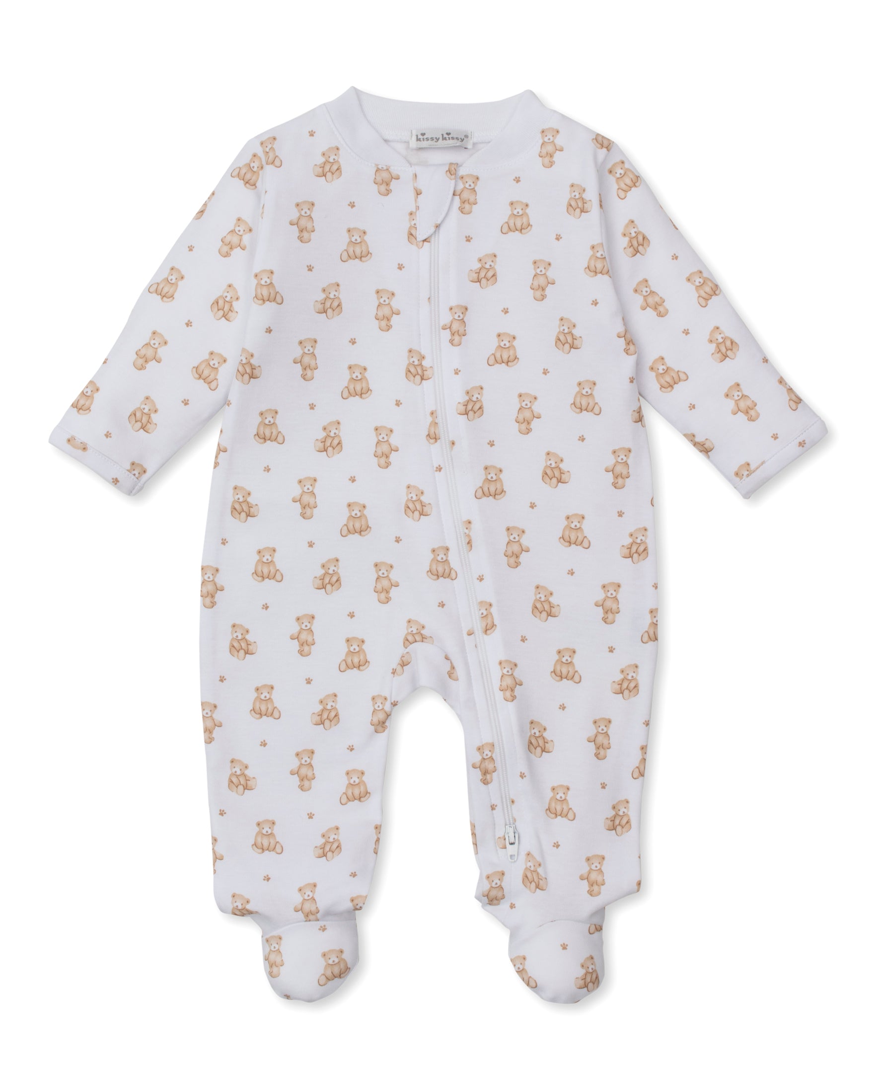 Teddy Bear Time Printed Zipper Footie