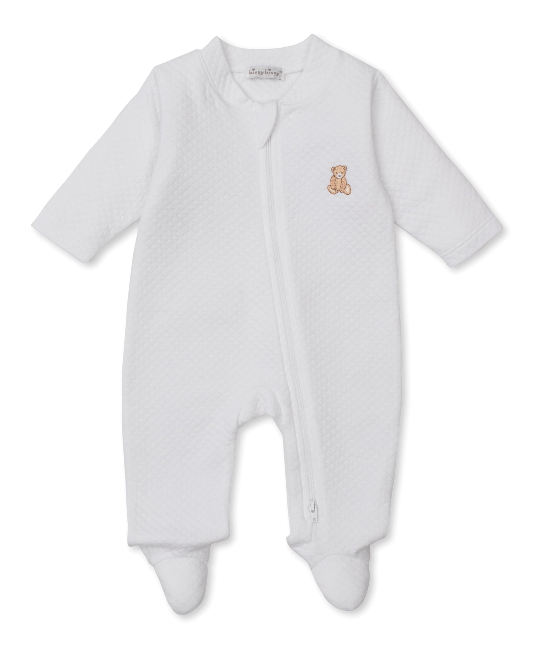 Teddy Bear Time Embroidered Jacquard Zipper Footie