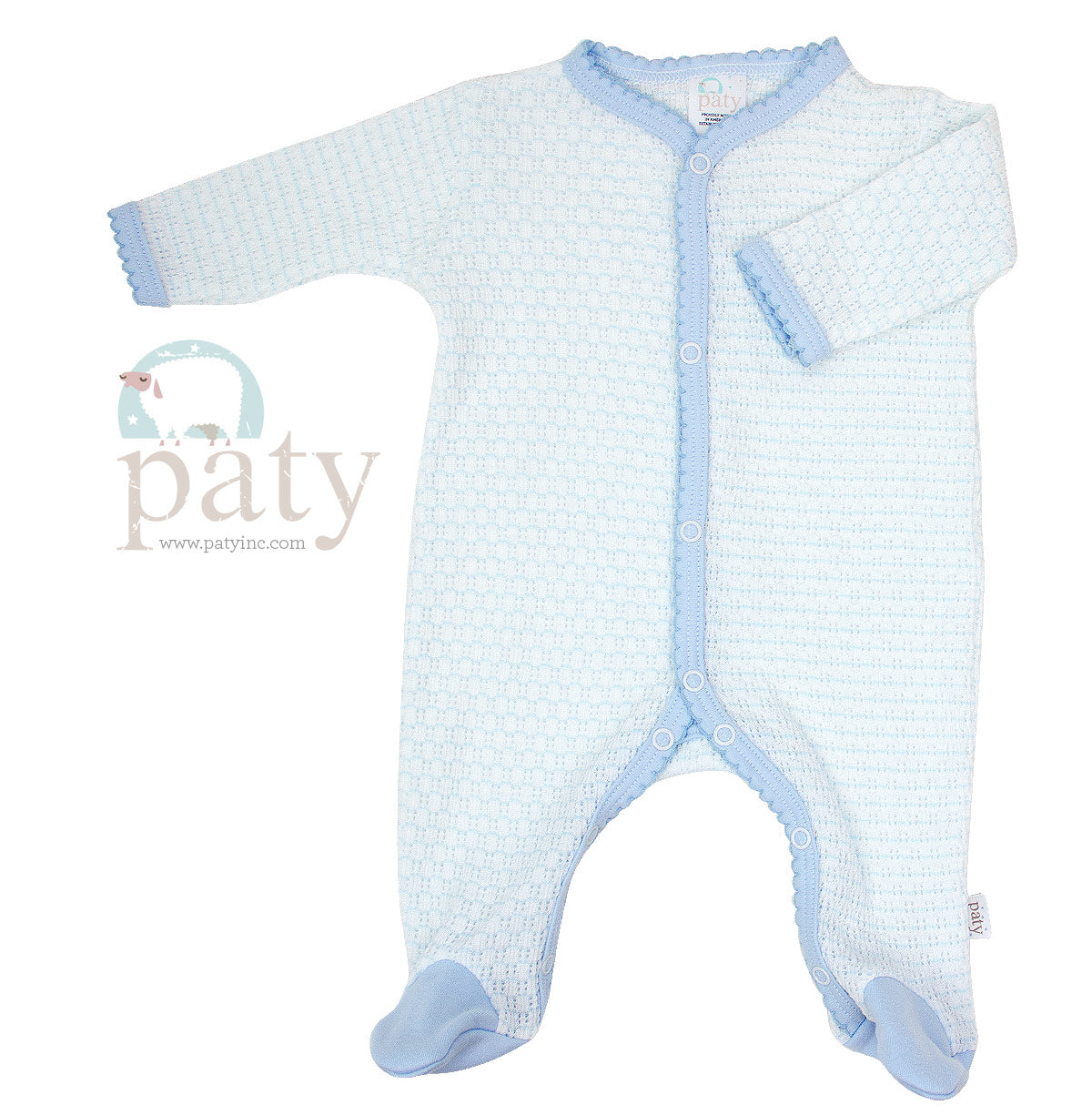 Paty Footie: Blue with Blue Pima Trim