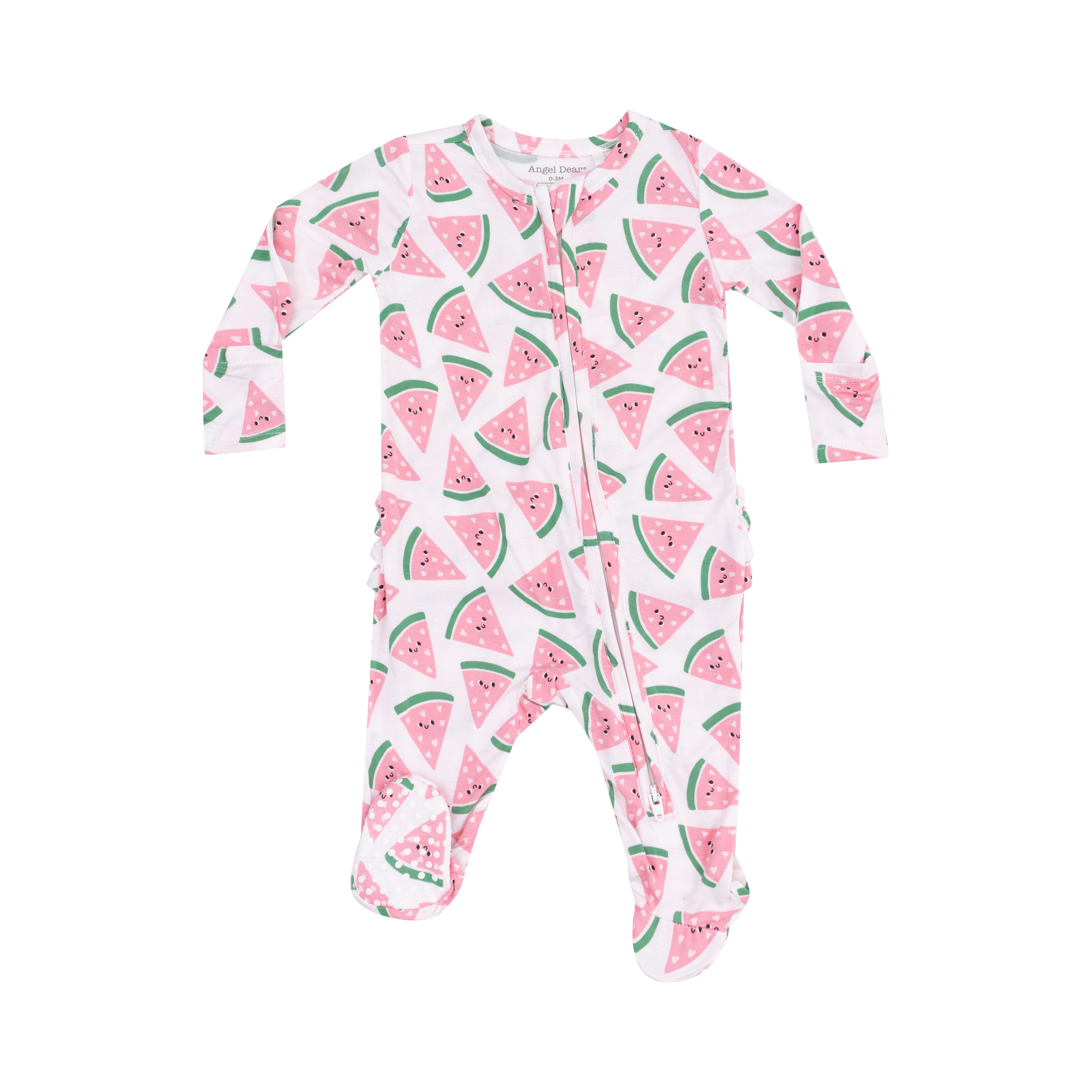 Watermelon Hearts Ruffle Back 2-Way Zipper Footie