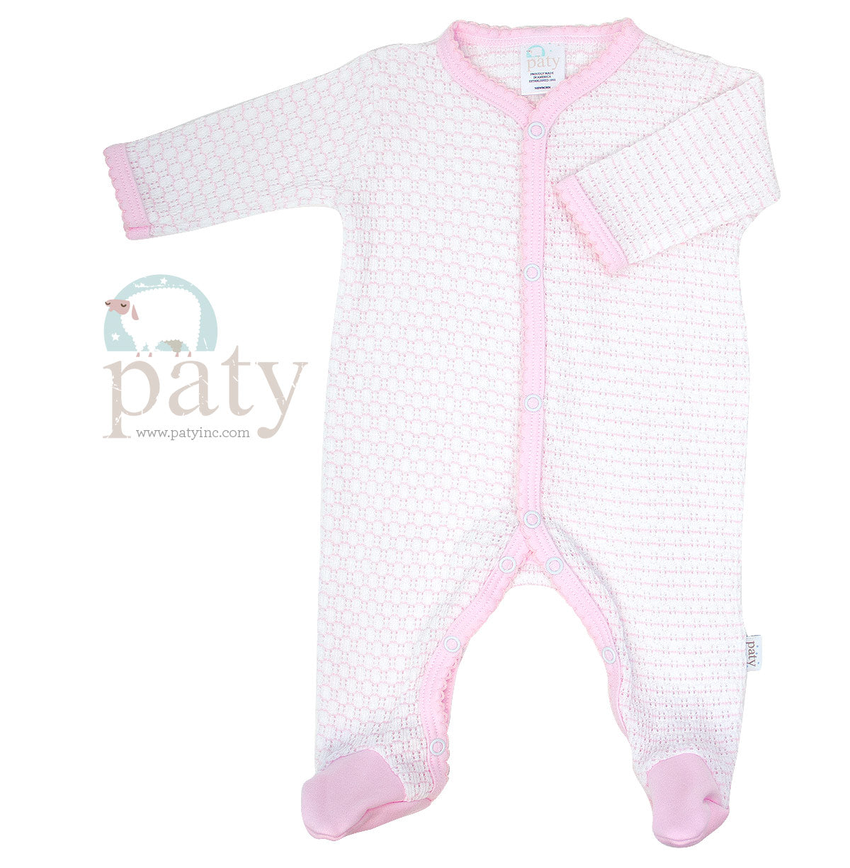Paty Footie: Pink with Pink Pima Trim