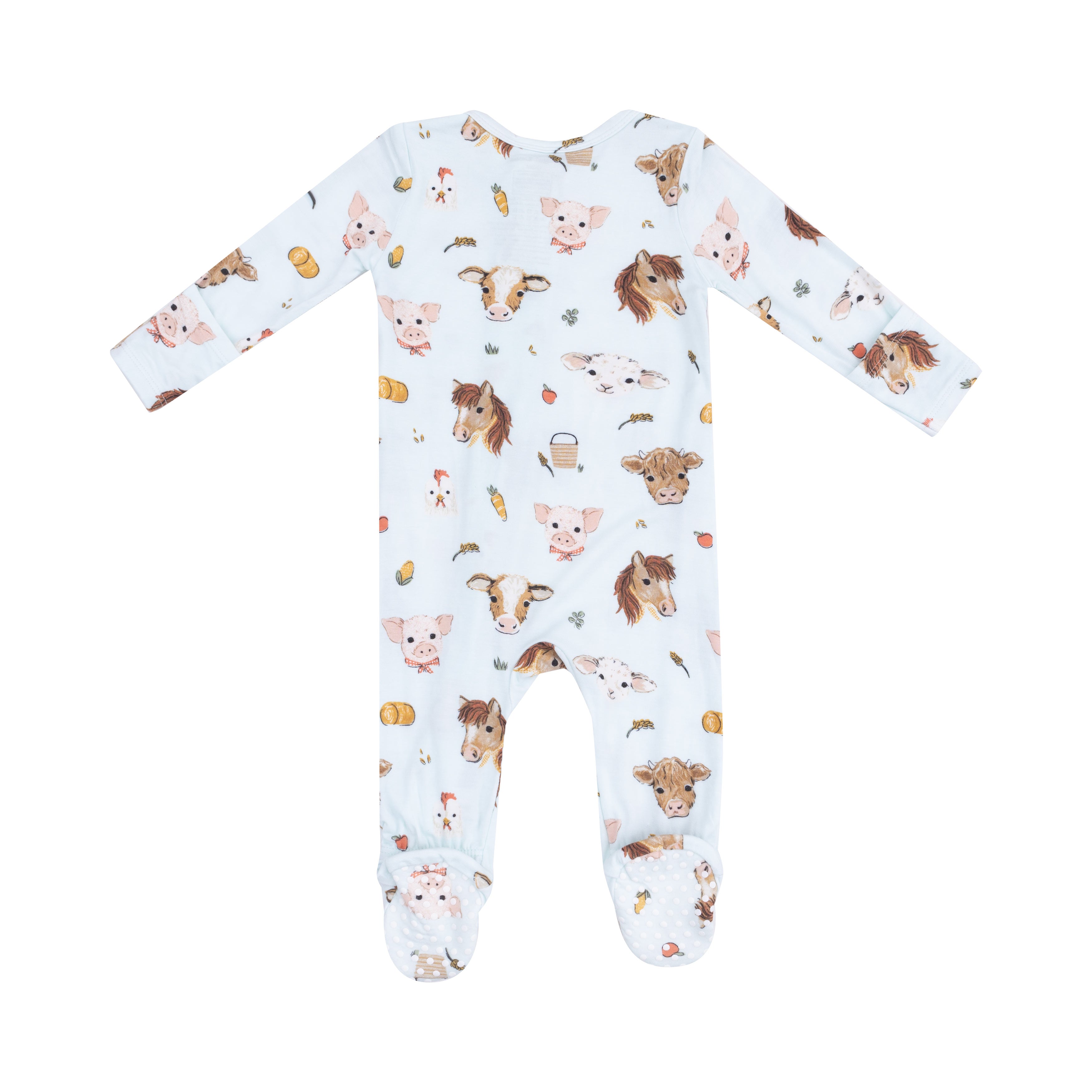 Vintage Animal Faces 2-Way Zipper Footie: Blue