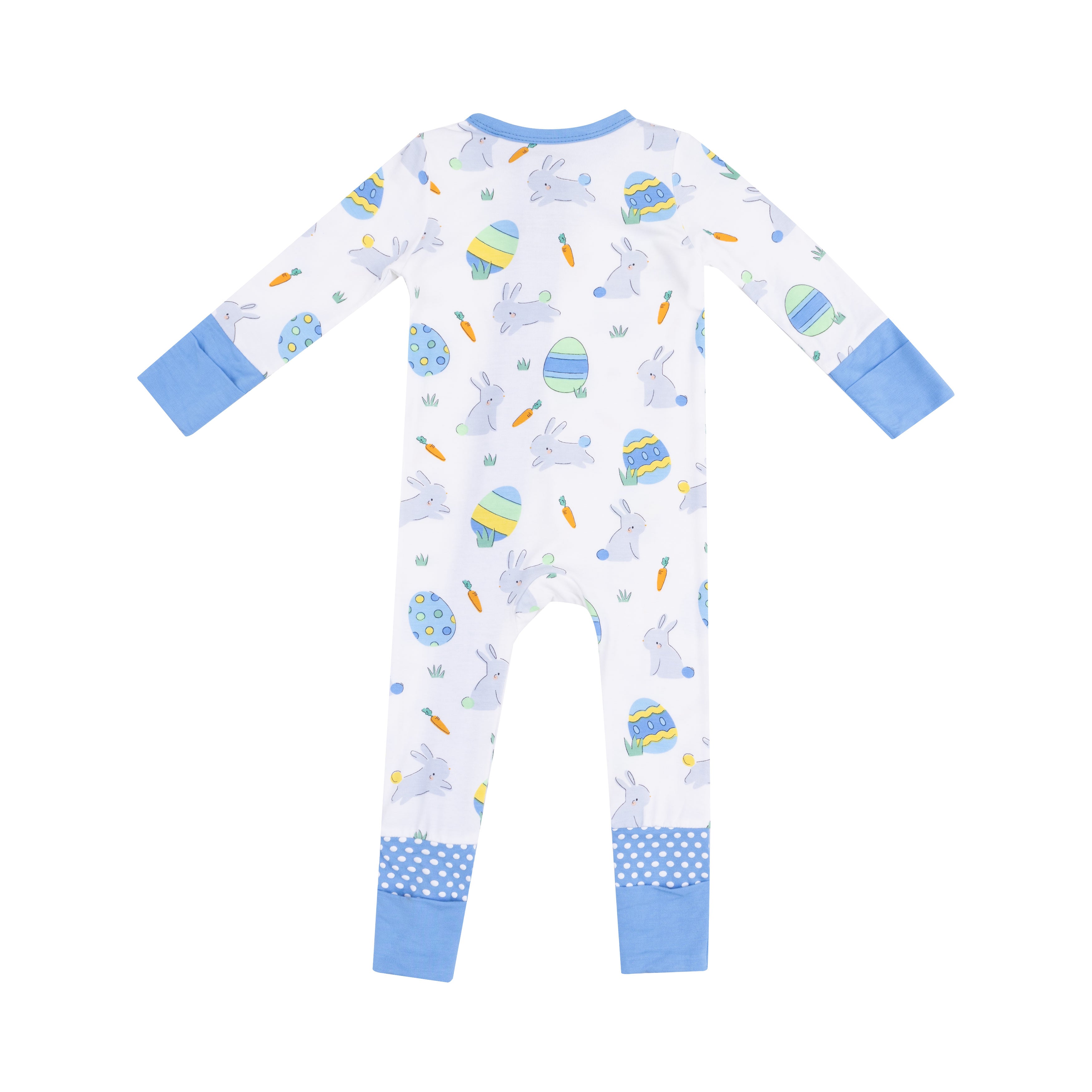 Easter Bunnies 2-Way Zipper Romper: Blue