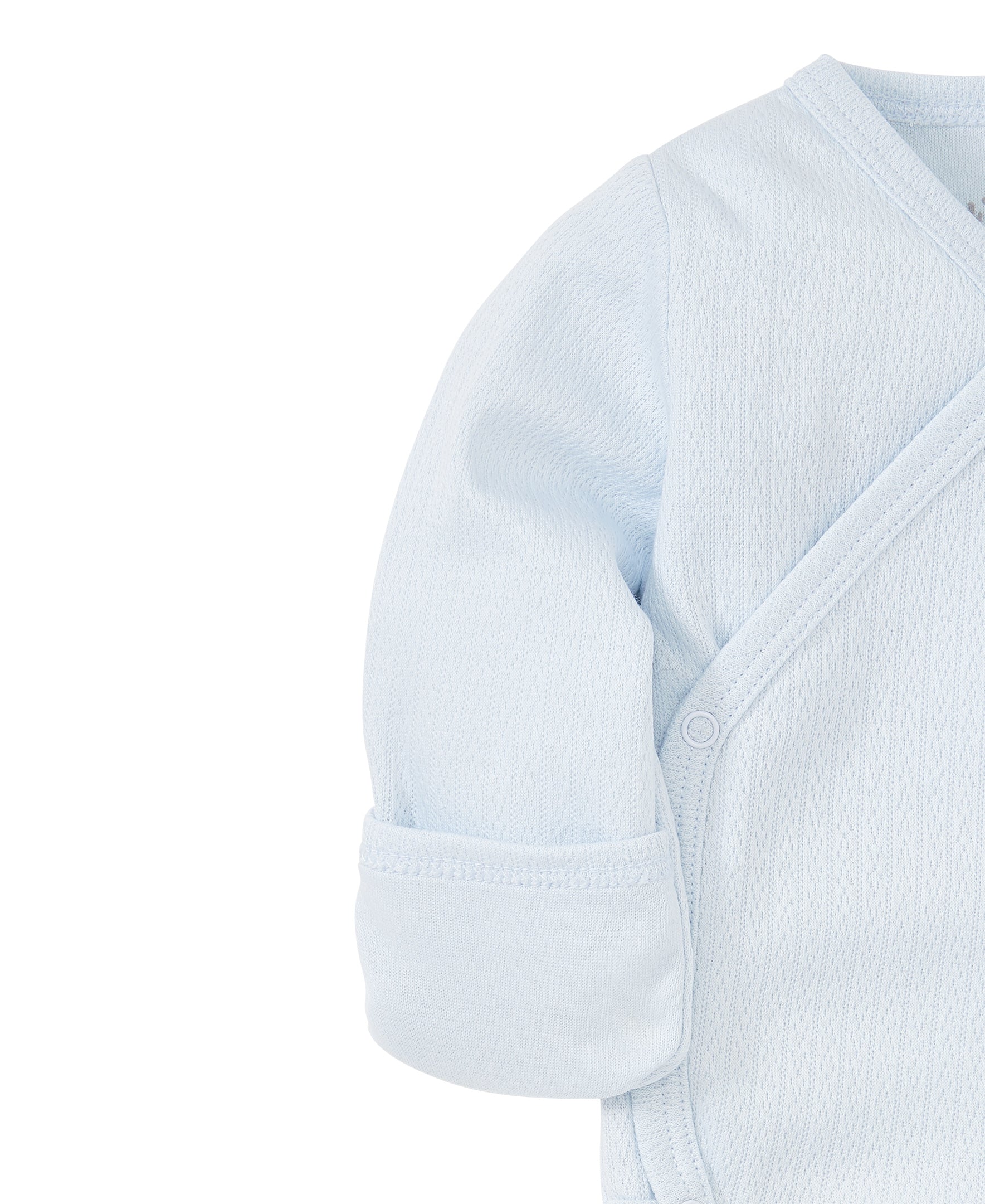 LS Pointelle Crossbody Onesie: Light Blue