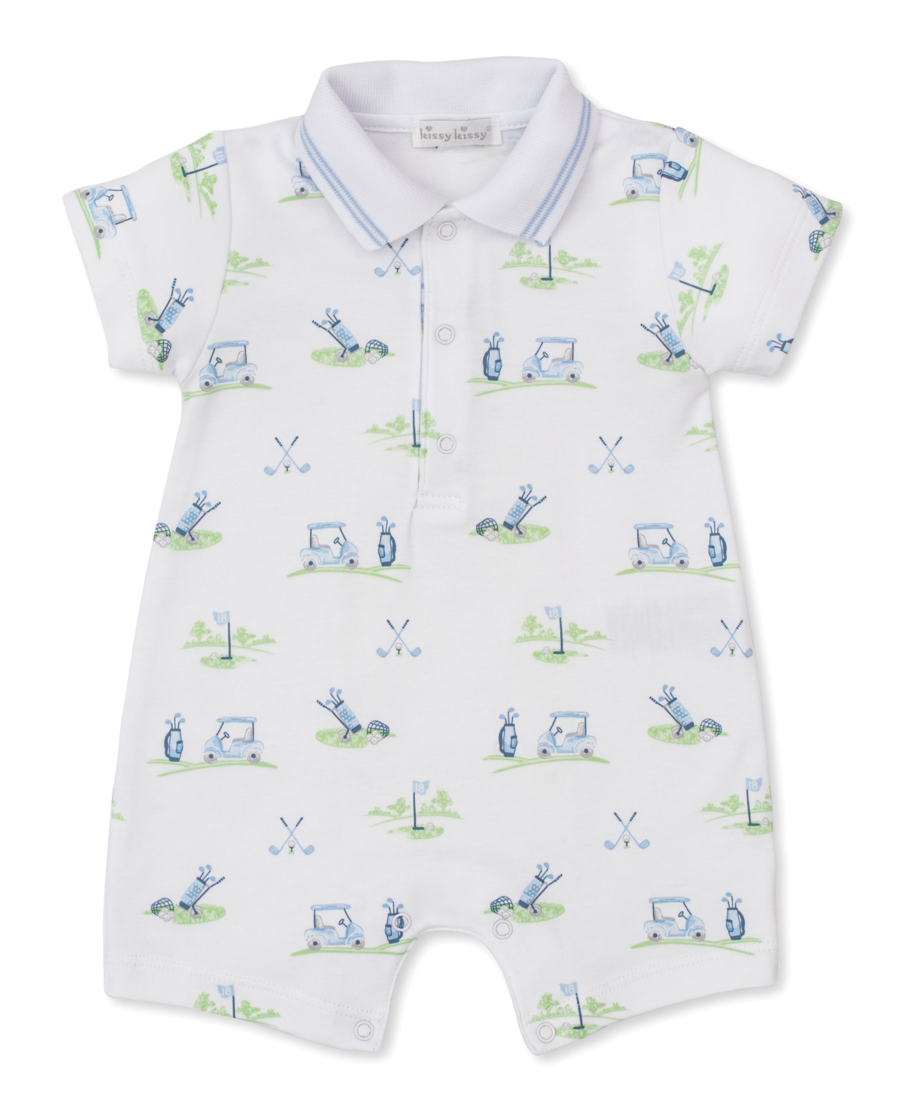 Fairway Foursome Polo Romper: Light Blue