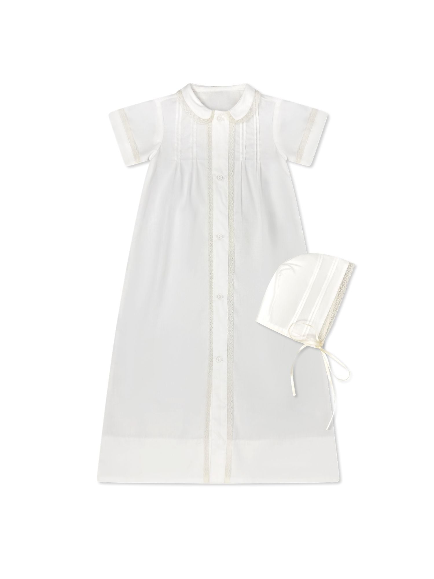 Graham Daygown: Blessings White with Ecru Trim
