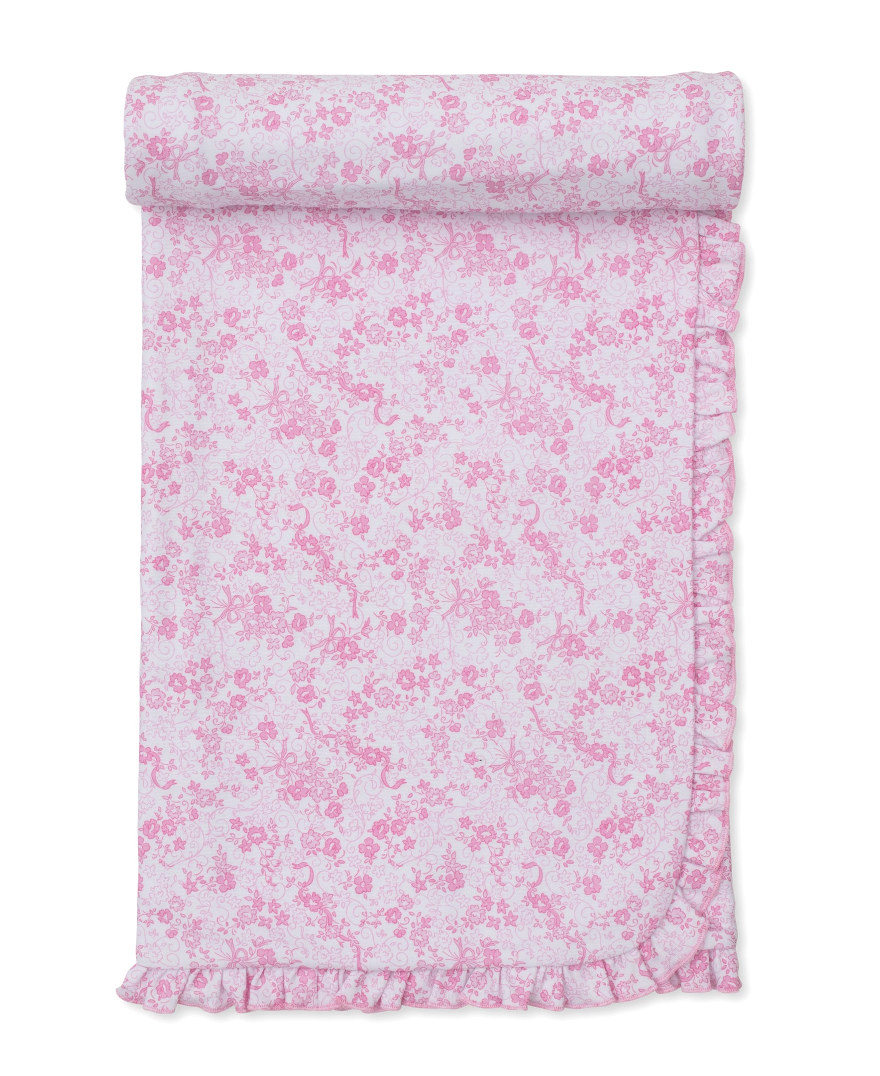 Old English Roses Ruffle Blanket: Pink