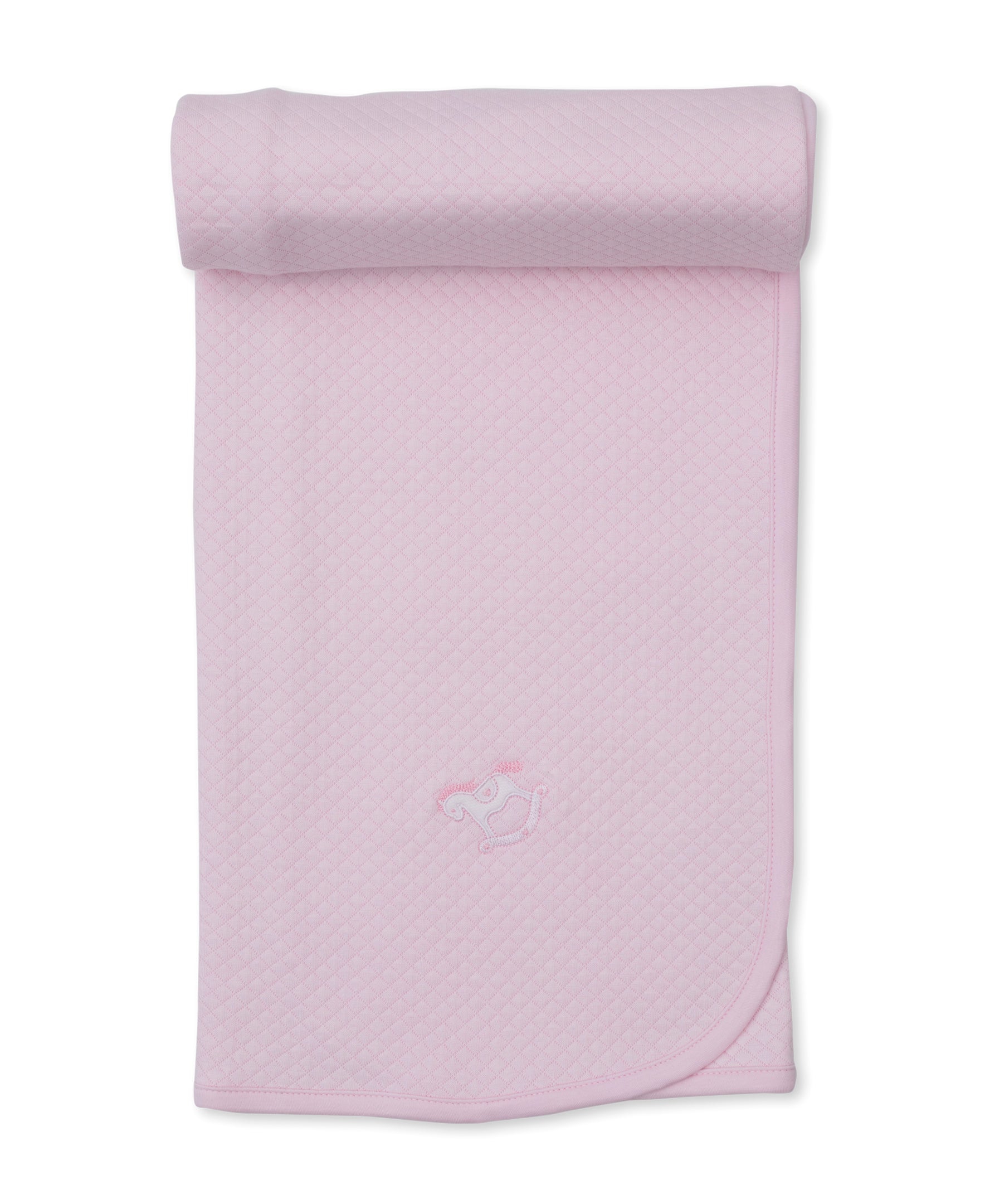 Riding Rockers Jacquard Blanket: Light Pink
