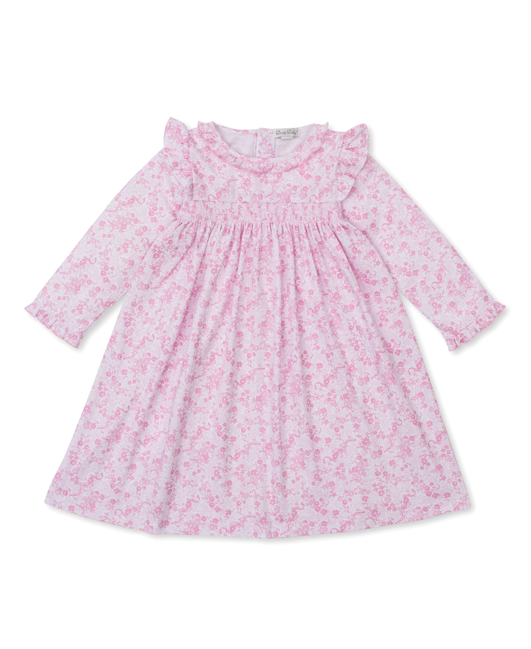 Old English Roses Smocked Dress: Pink