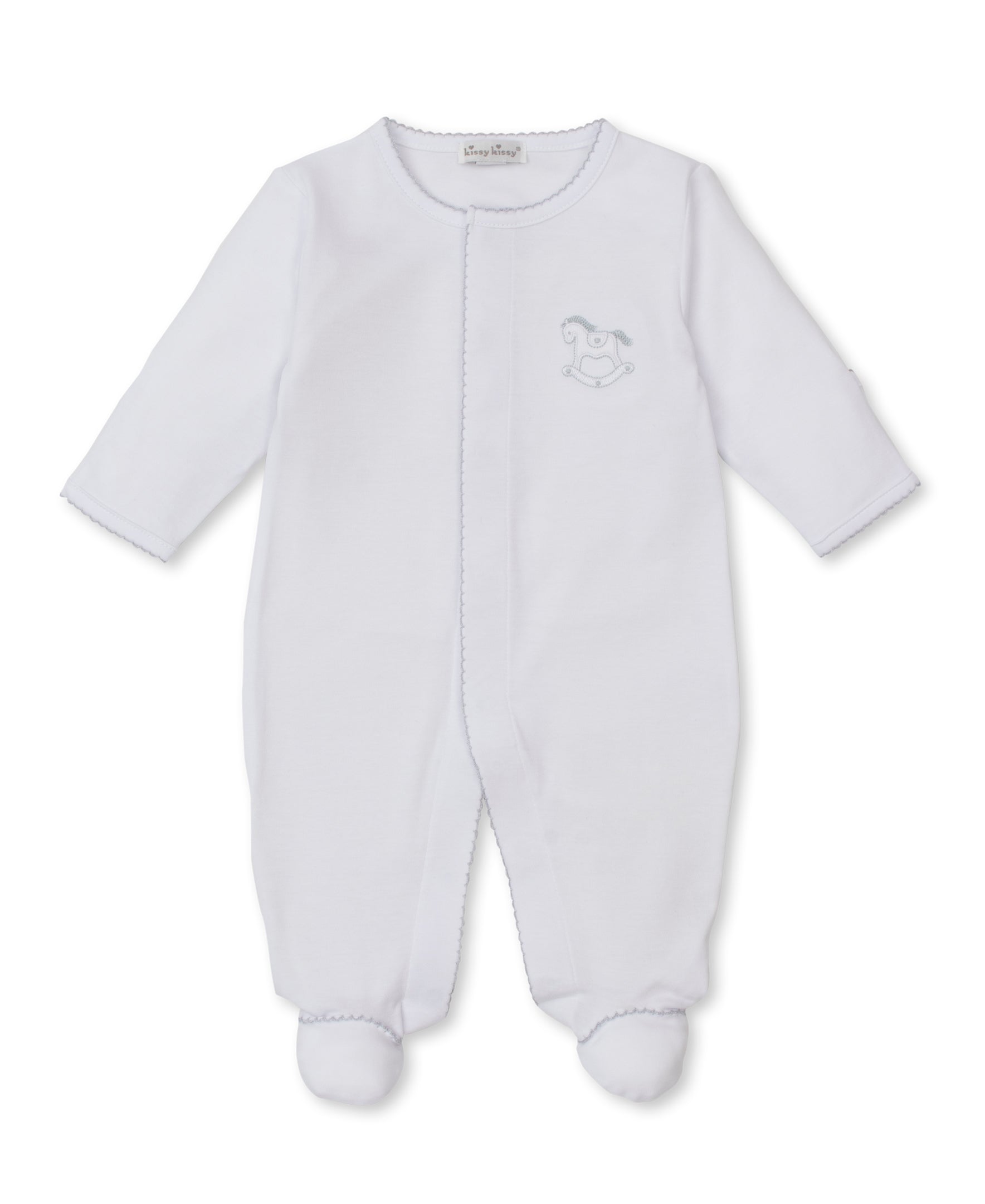 Riding Rockers Pima Cotton Footie: White/Silver