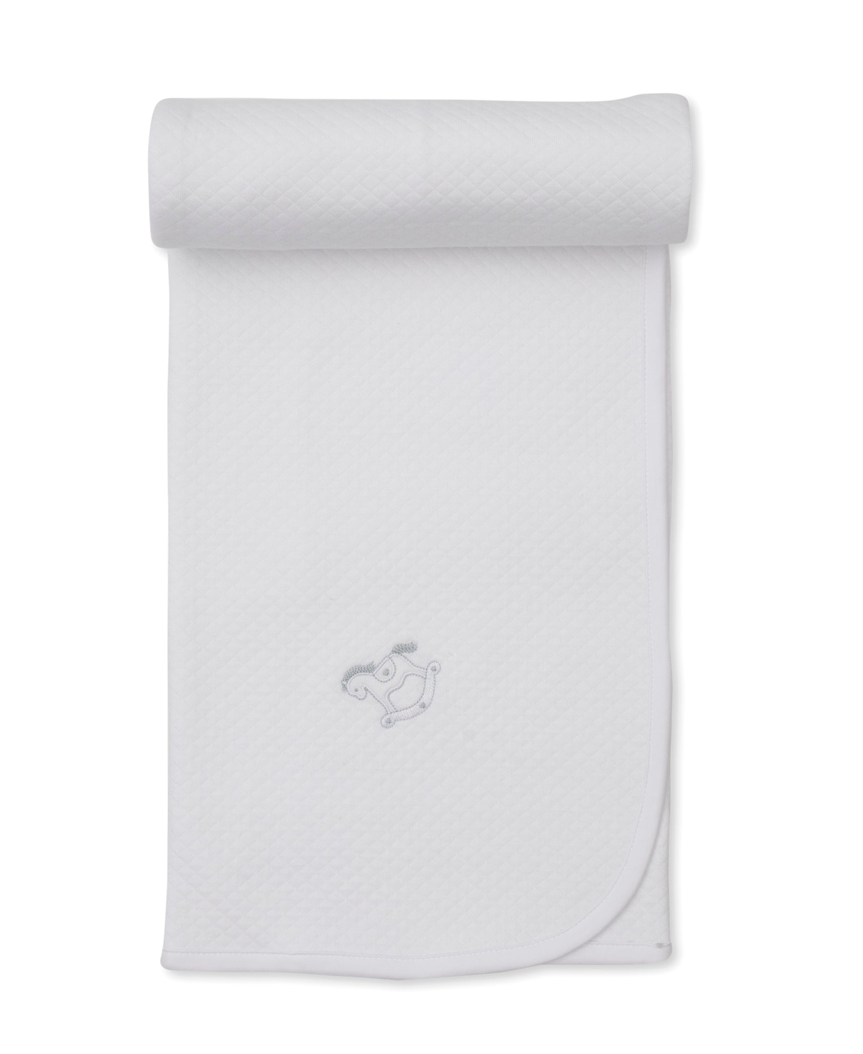 Riding Rockers Jacquard Blanket: White/Silver