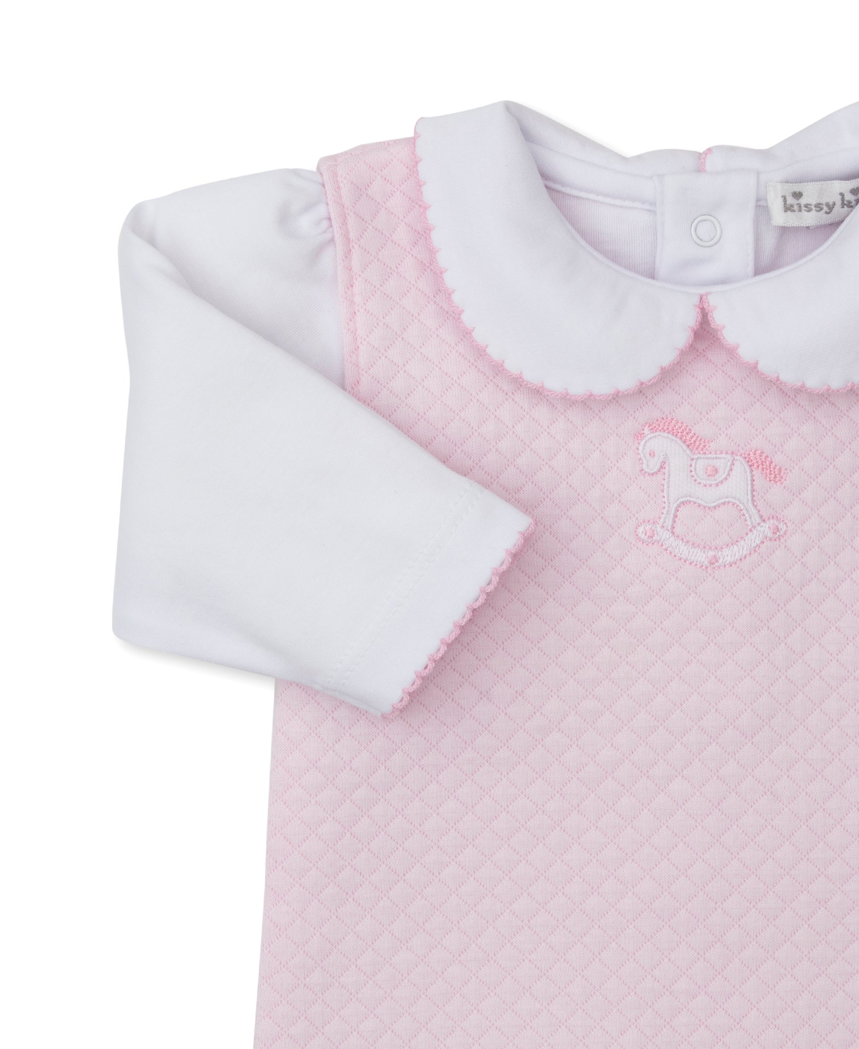 Riding Rockers Jacquard Overall Set: Light Pink