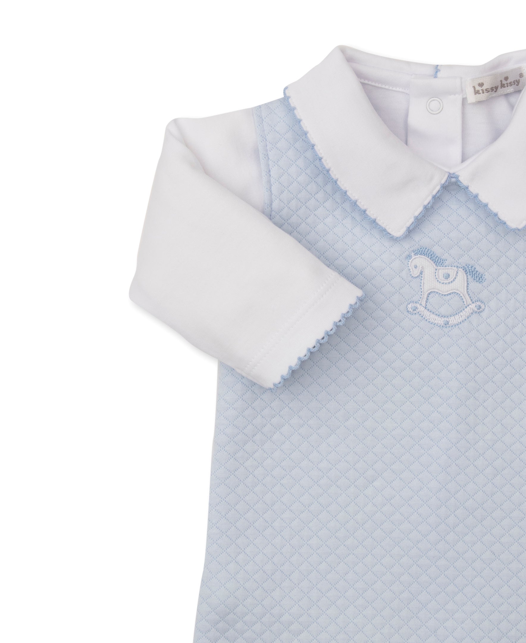 Riding Rockers Jacquard Overall Set: Light Blue