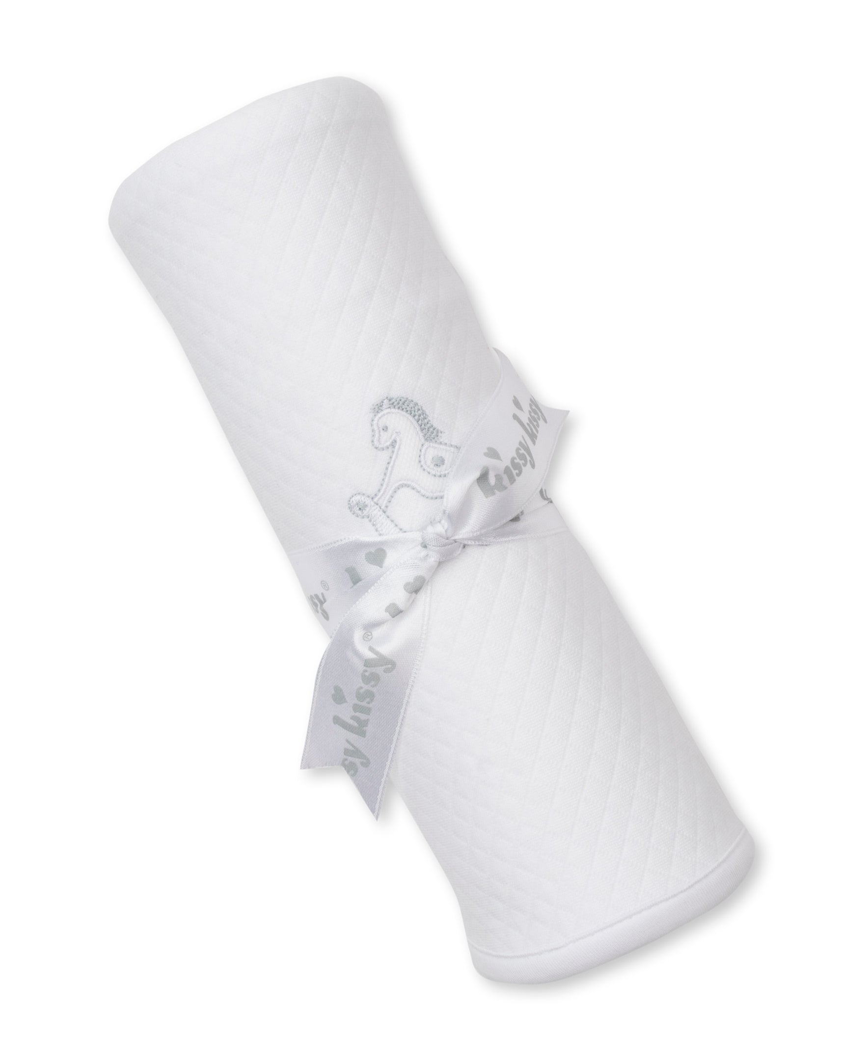 Riding Rockers Jacquard Blanket: White/Silver