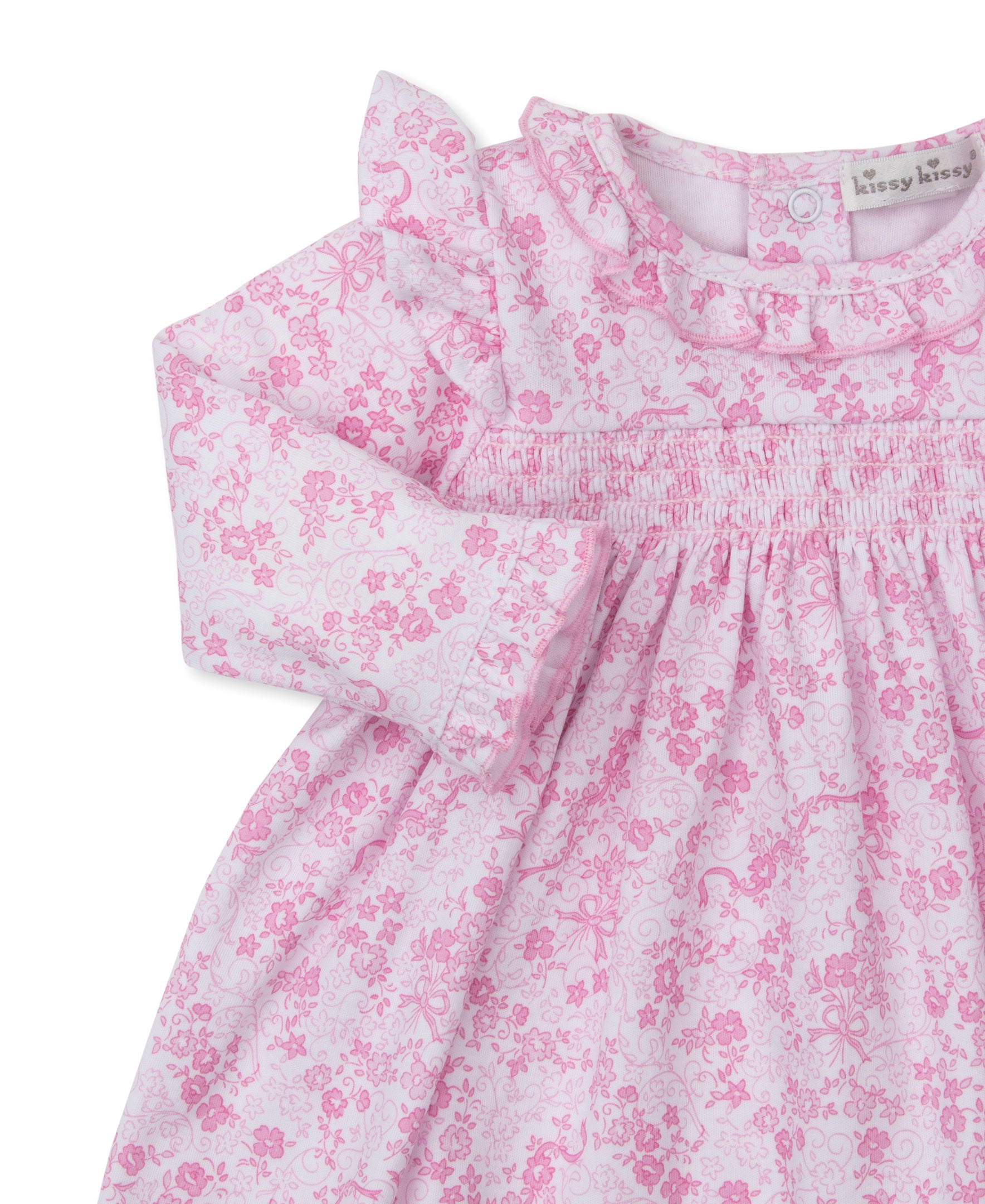 Old English Roses Smocked Dress with Bloomers: Pink