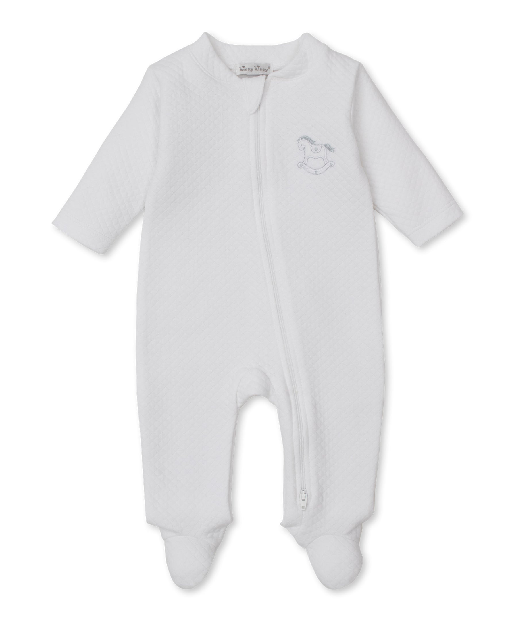 Riding Rockers Jacquard Footie: White/Silver