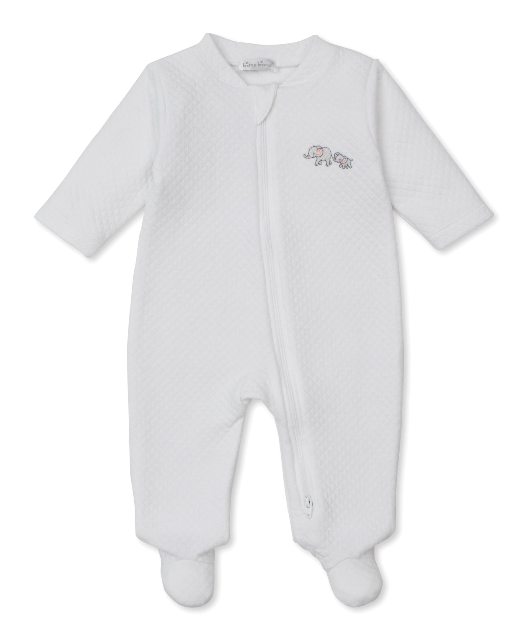 Elephant Esprit Print Jacquard Embroidered Zipper Footie