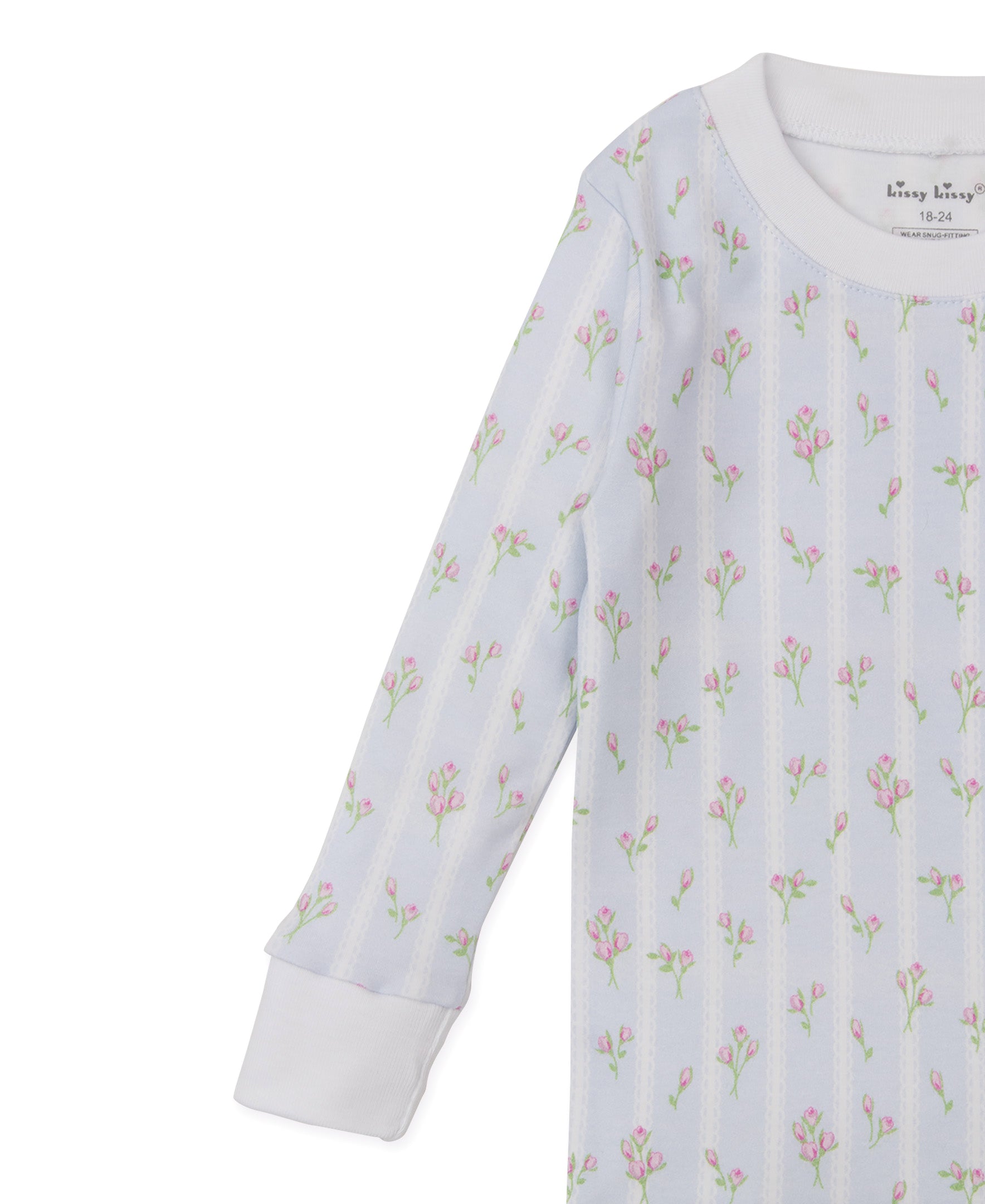 Ribbon Stripe Bouquets Snug-Fit Long Pajama Set