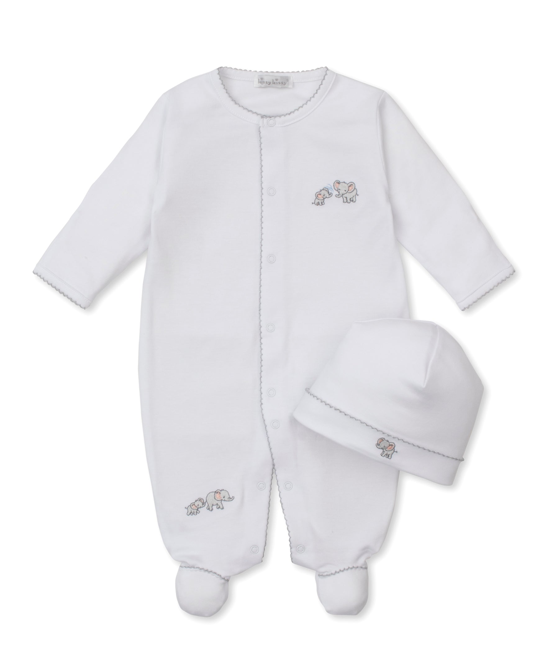 Elephant Esprit Embroidered Footie & Hat Set