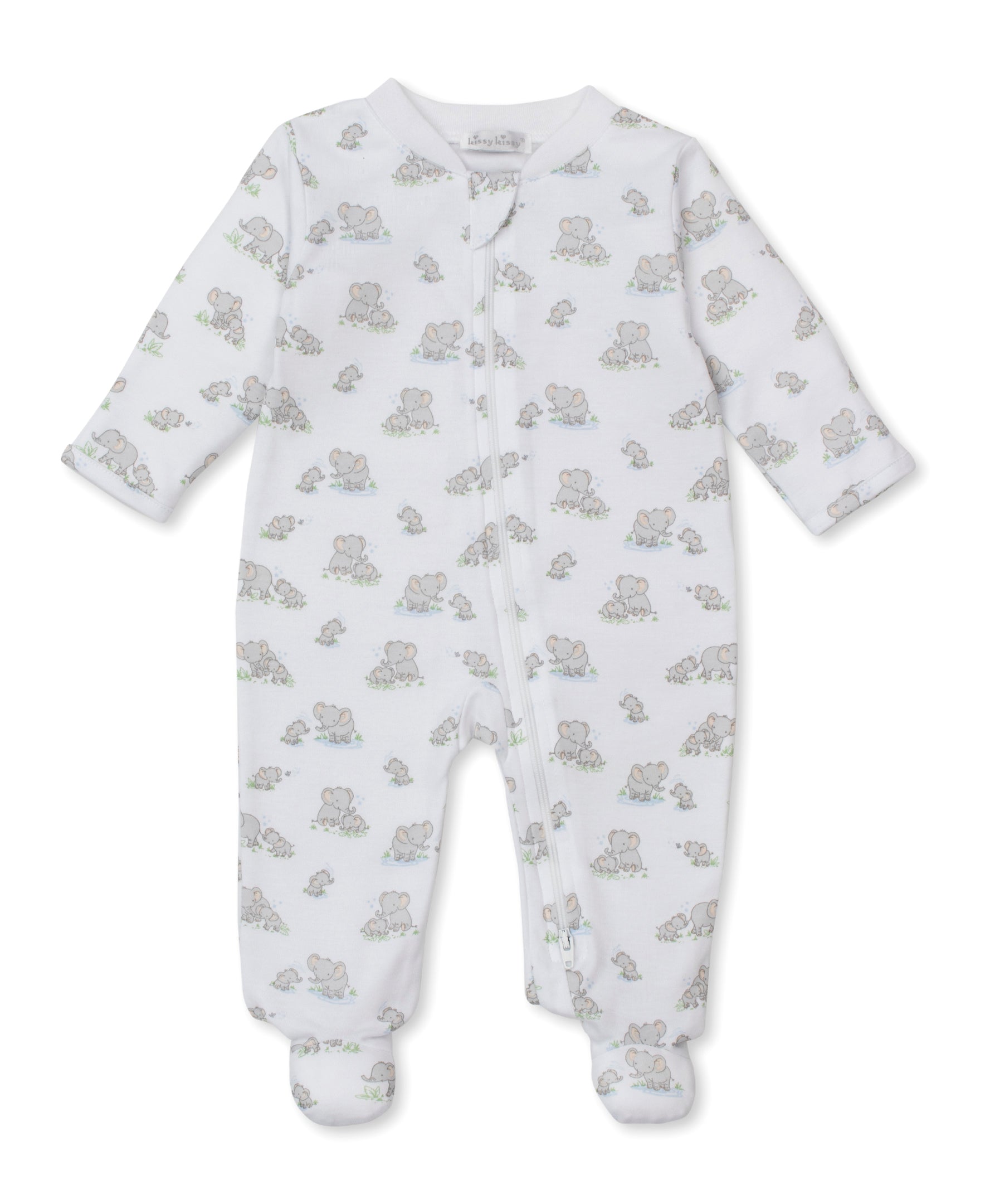 Elephant Esprit Print Zipper Footie