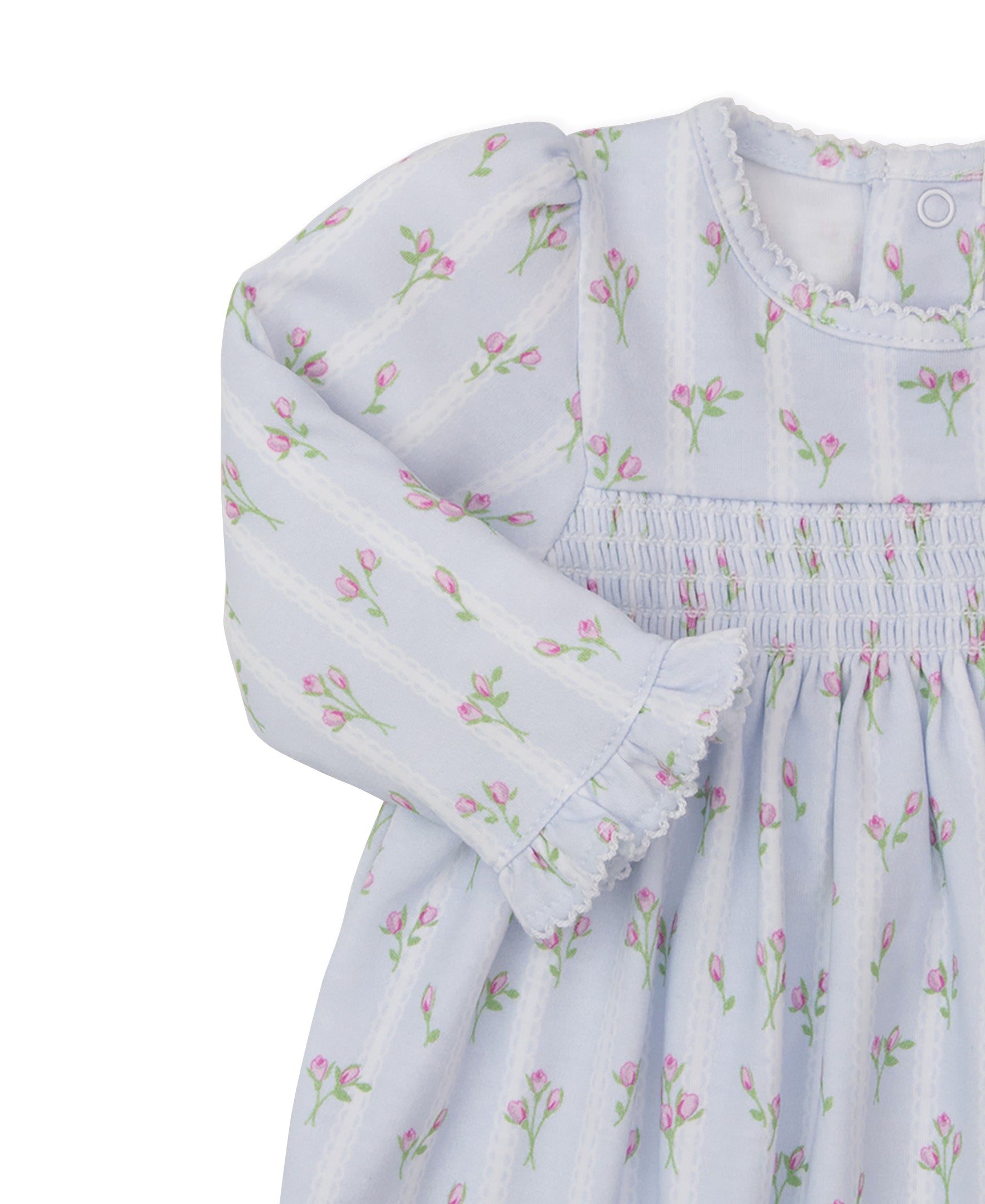 Ribbon Stripe Bouquets Smocked Dress with Diaper Cover