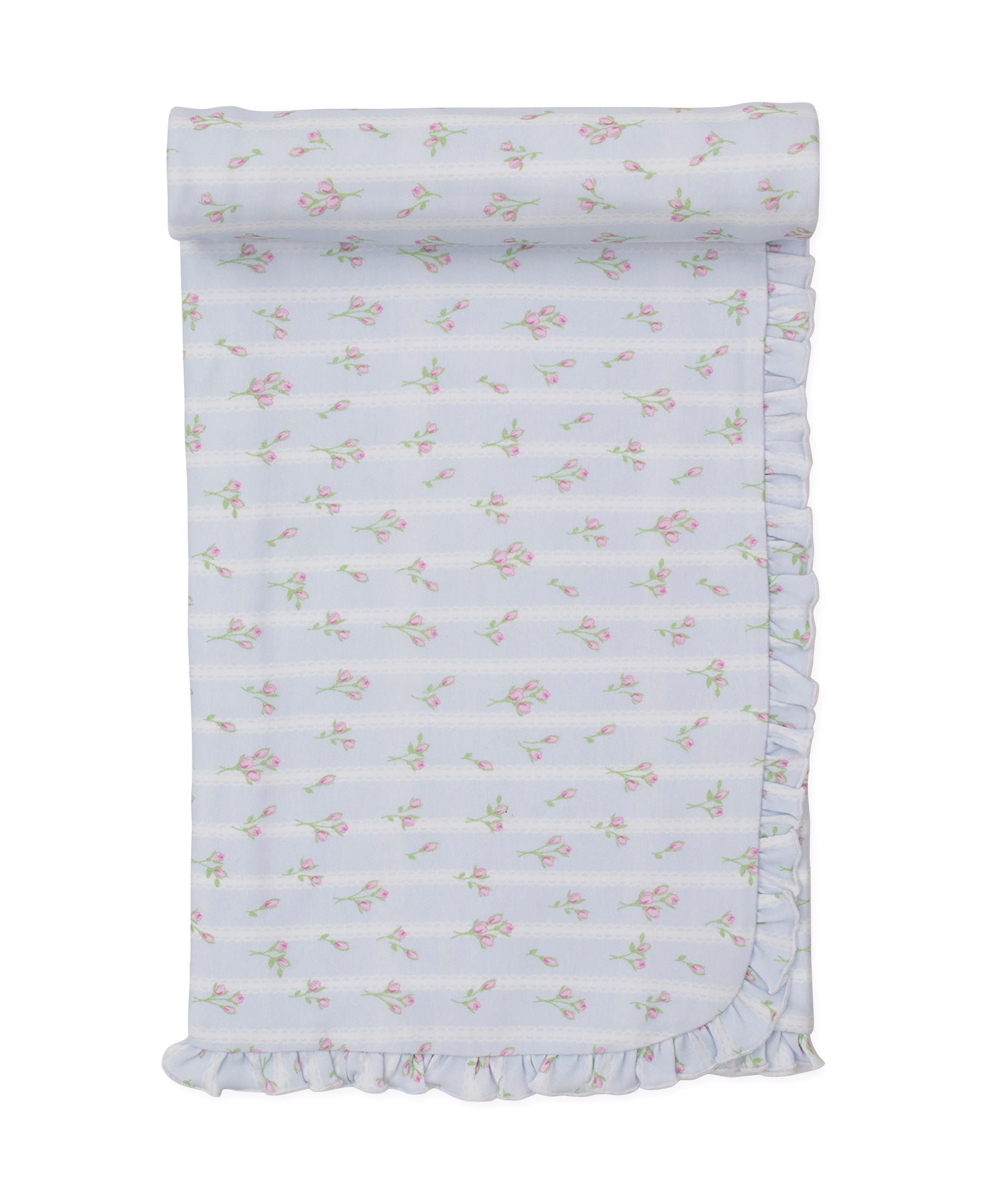 Ribbon Stripe Bouquets Ruffle Baby Blanket