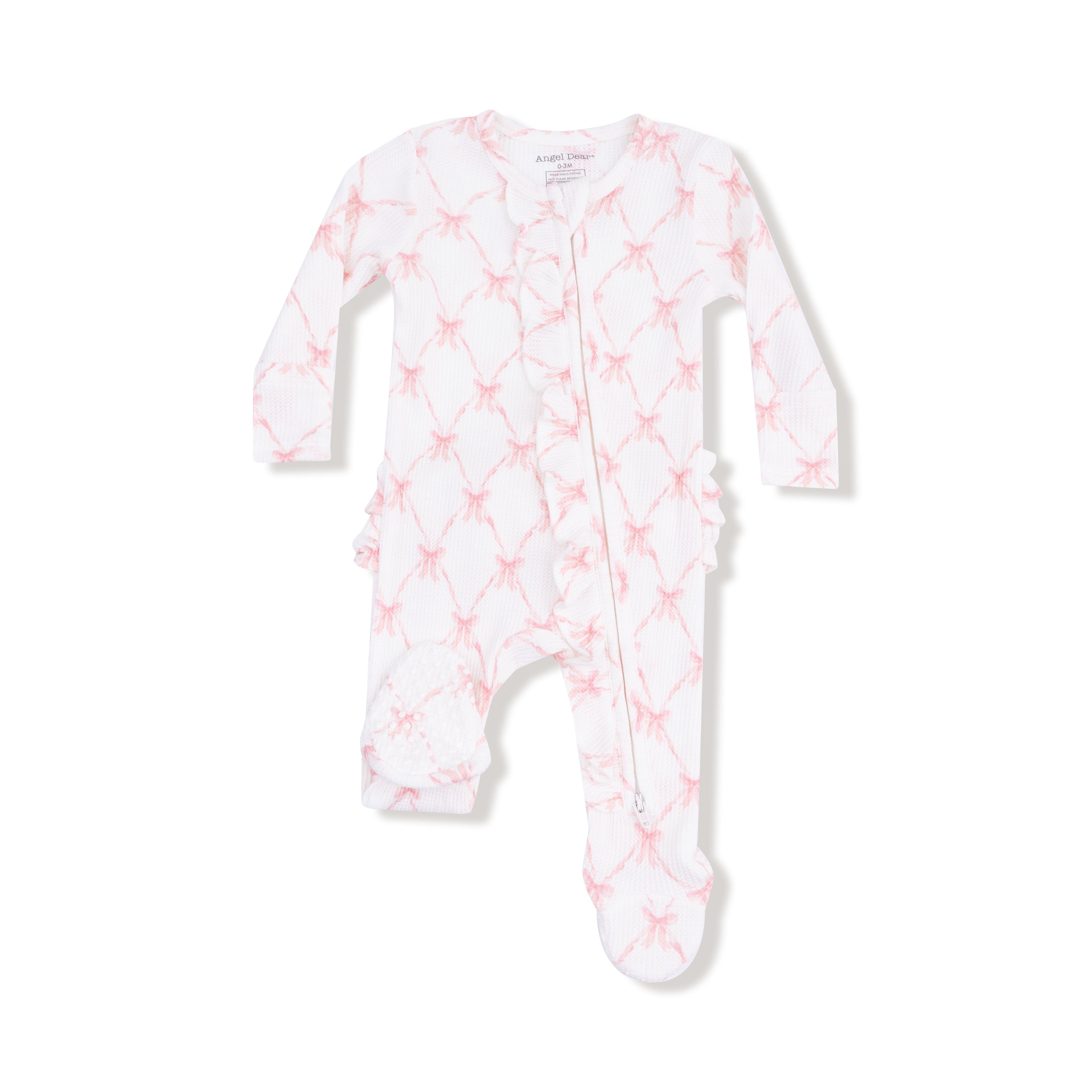 Ribbon Bow Trellis 2 Way Ruffle Zipper Footie