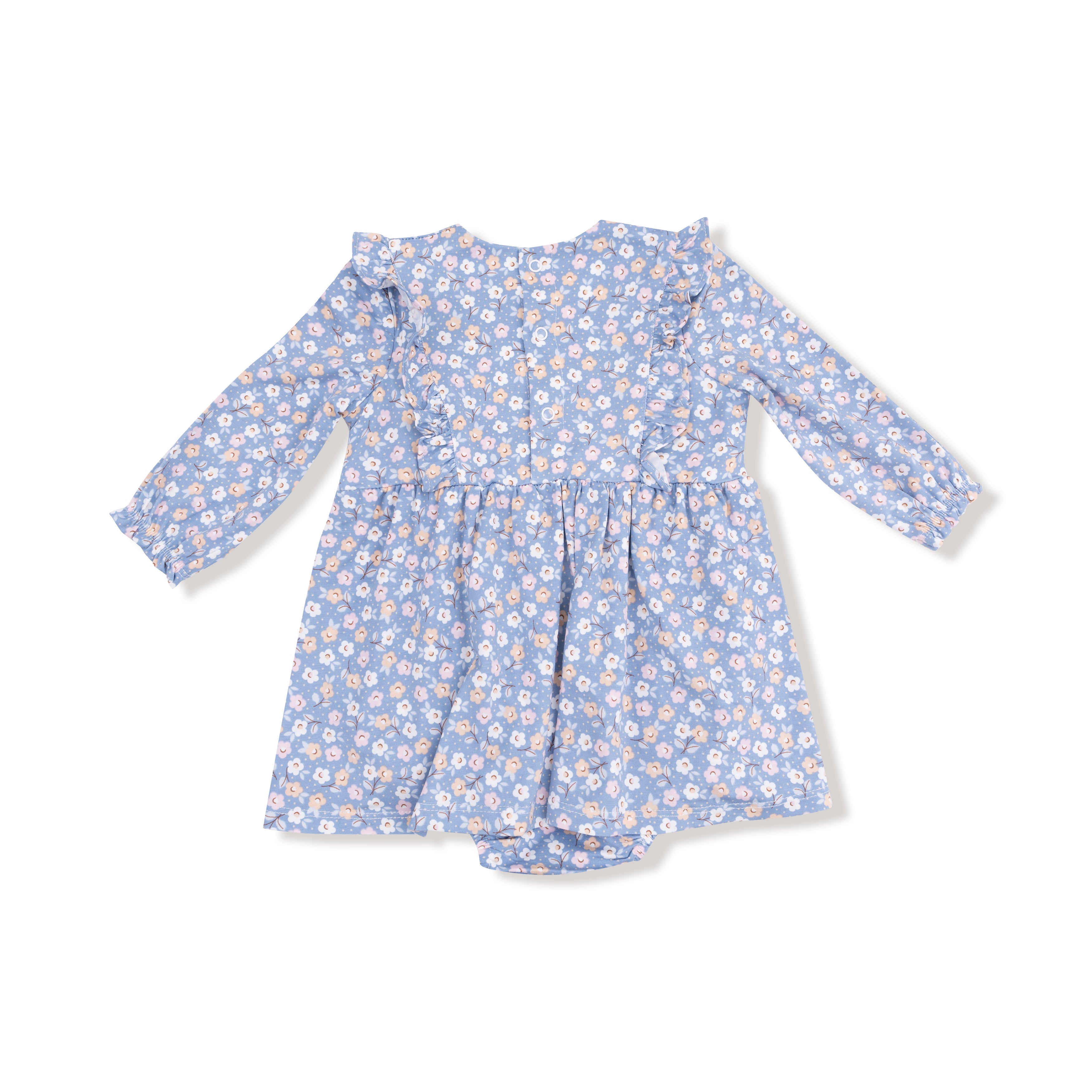 Country Calico Ruffle LS Bodysuit Dress
