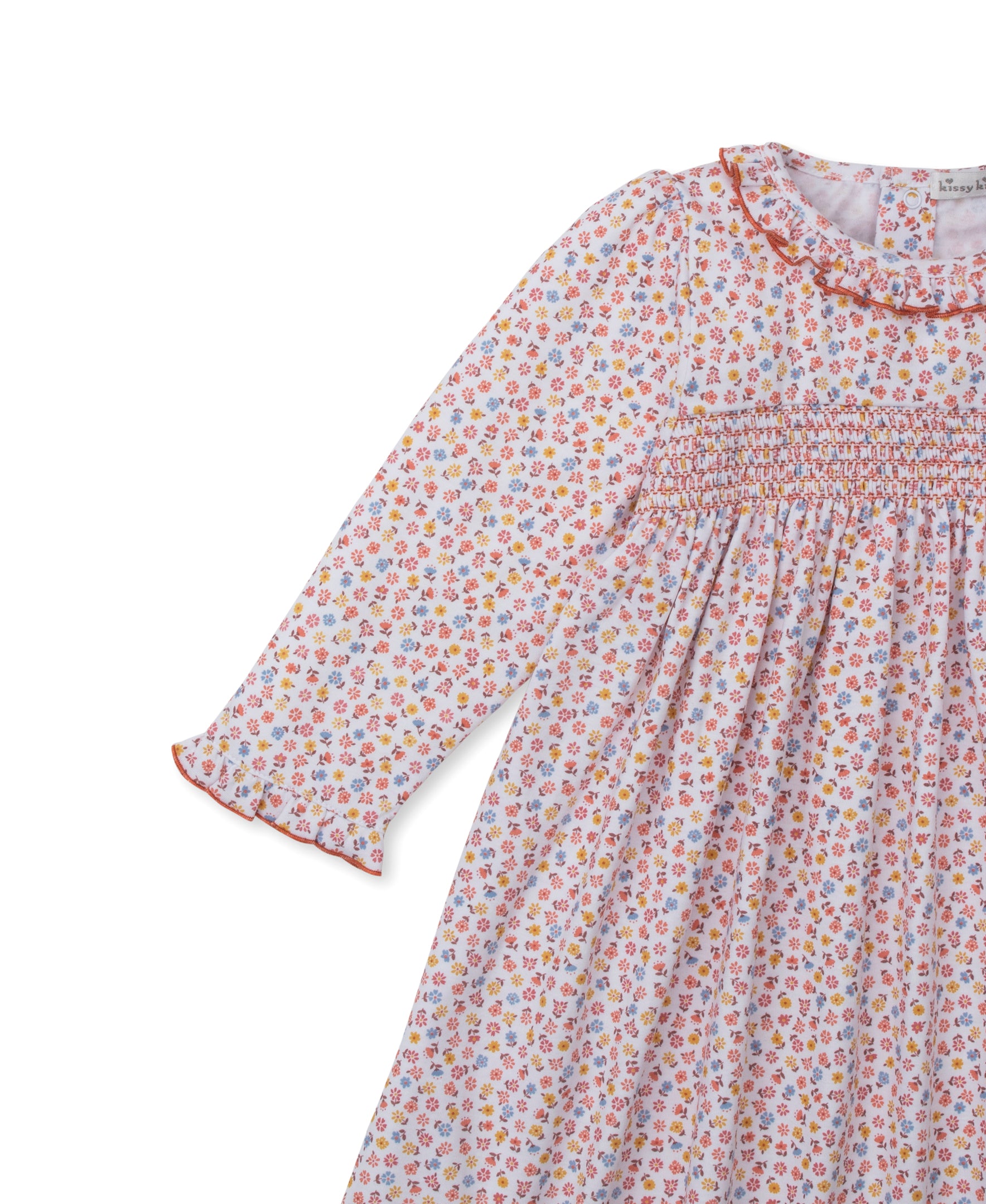 Patchwork Pumpkin Floral Smocked Knit Dress