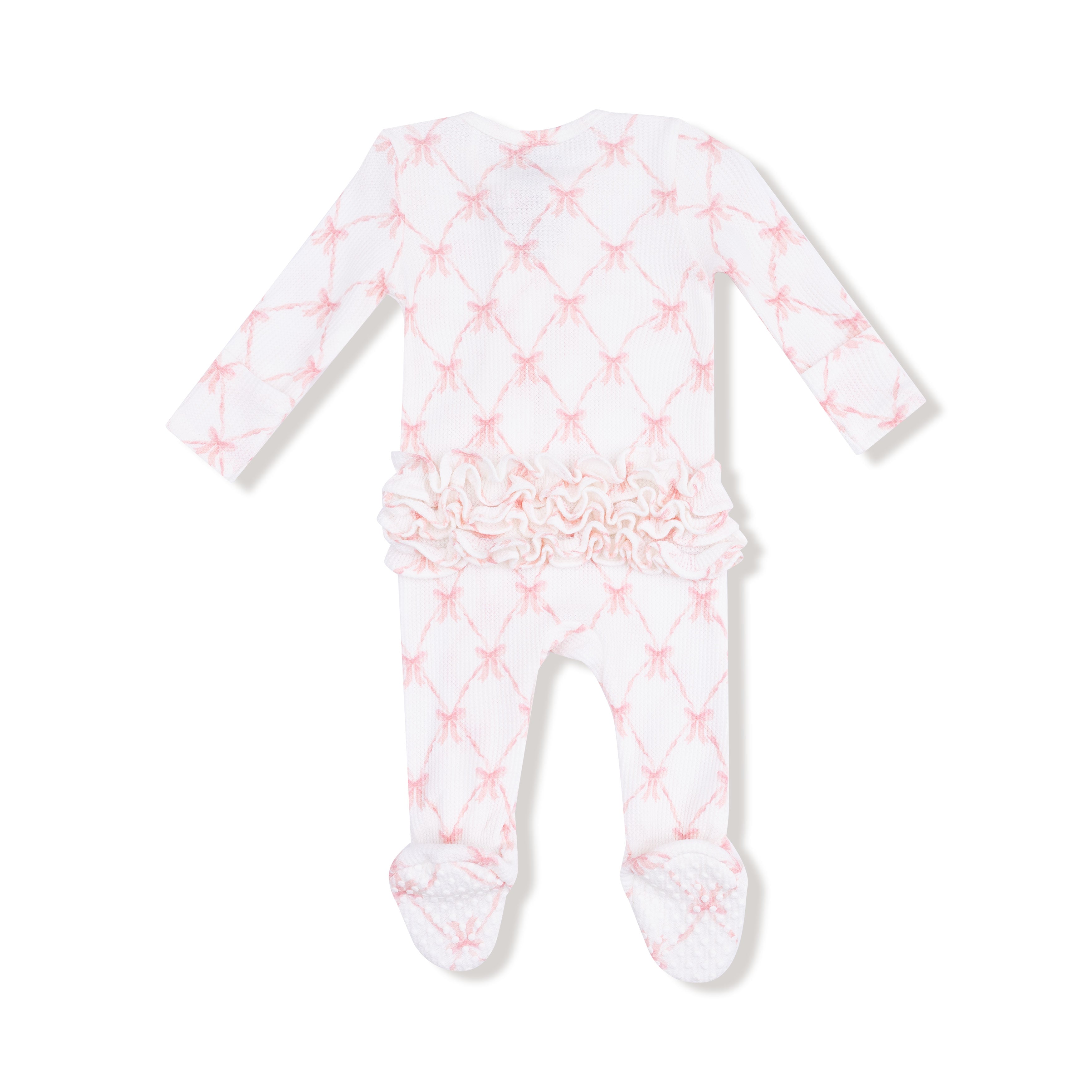 Ribbon Bow Trellis 2 Way Ruffle Zipper Footie