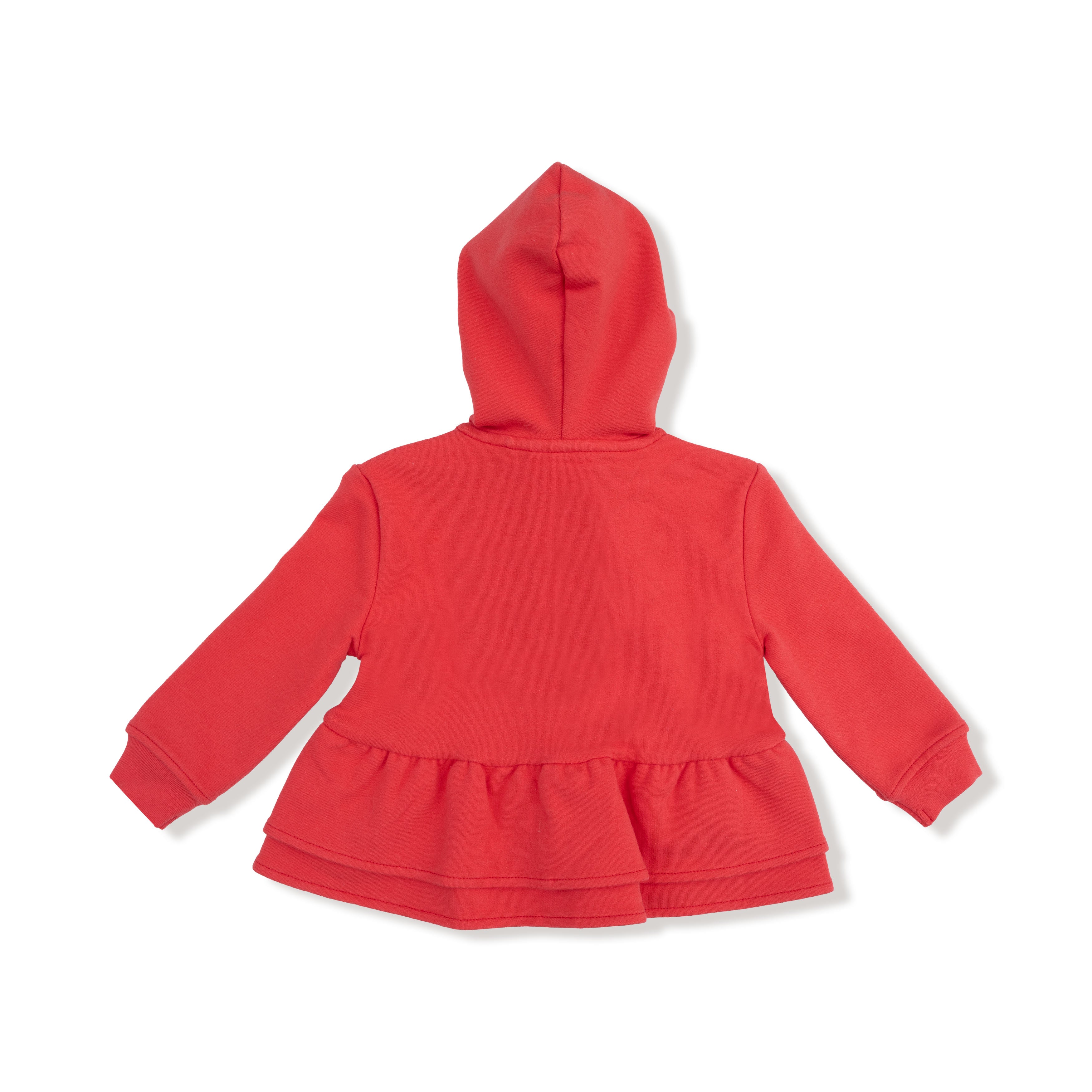 French Terry Sport Varsity Zip Peplum Hoodie: Red