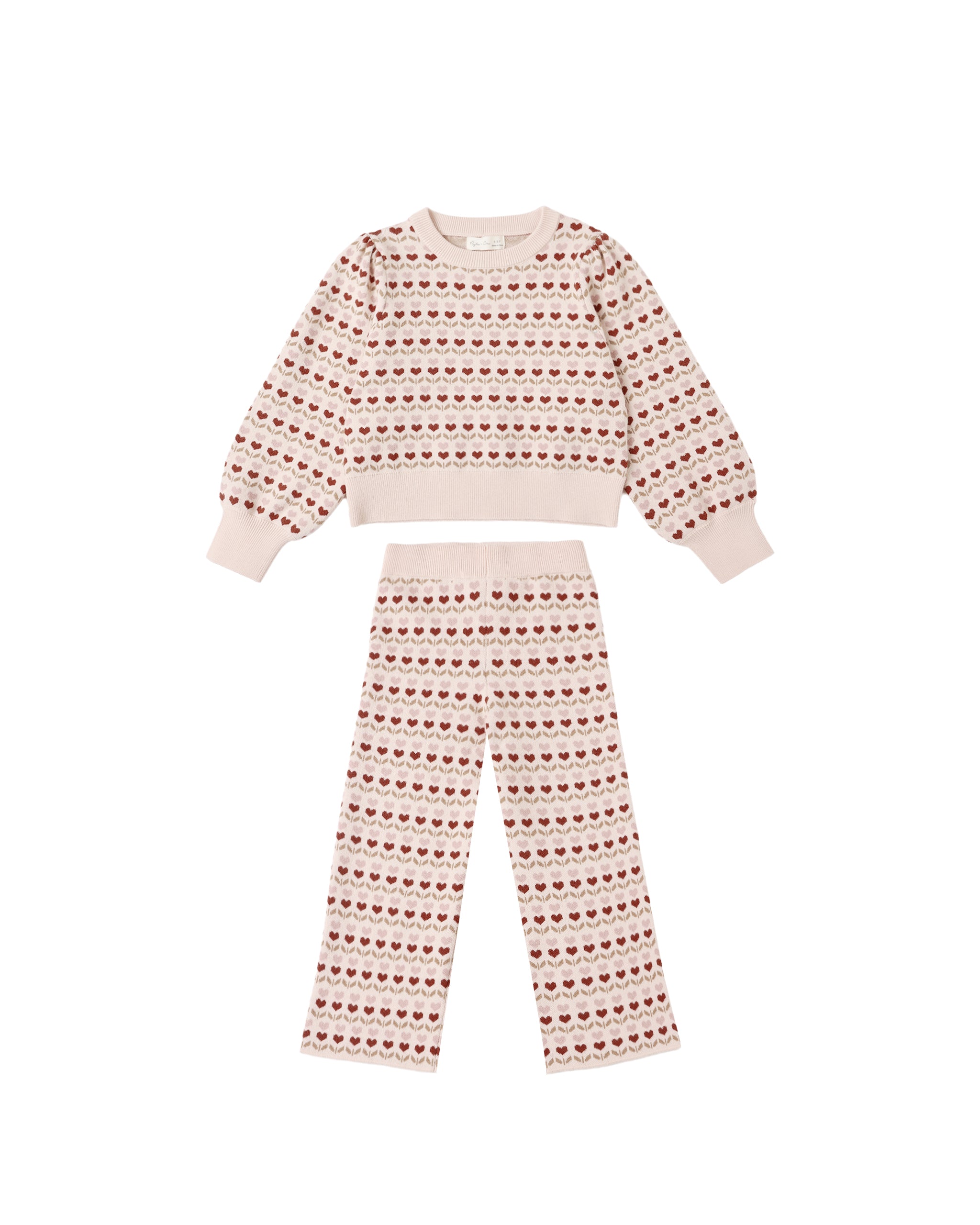 Jacquard Knit Set: Ruby Hearts