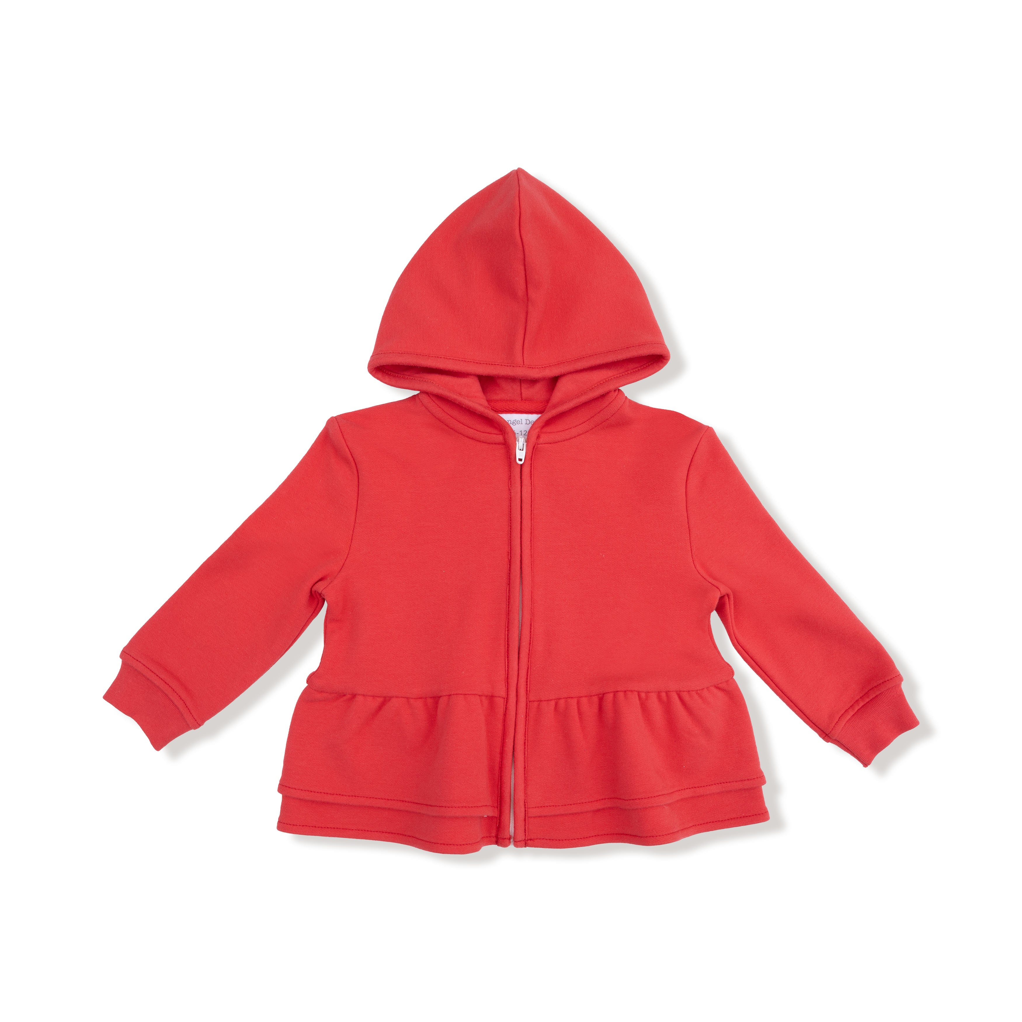 French Terry Sport Varsity Zip Peplum Hoodie: Red