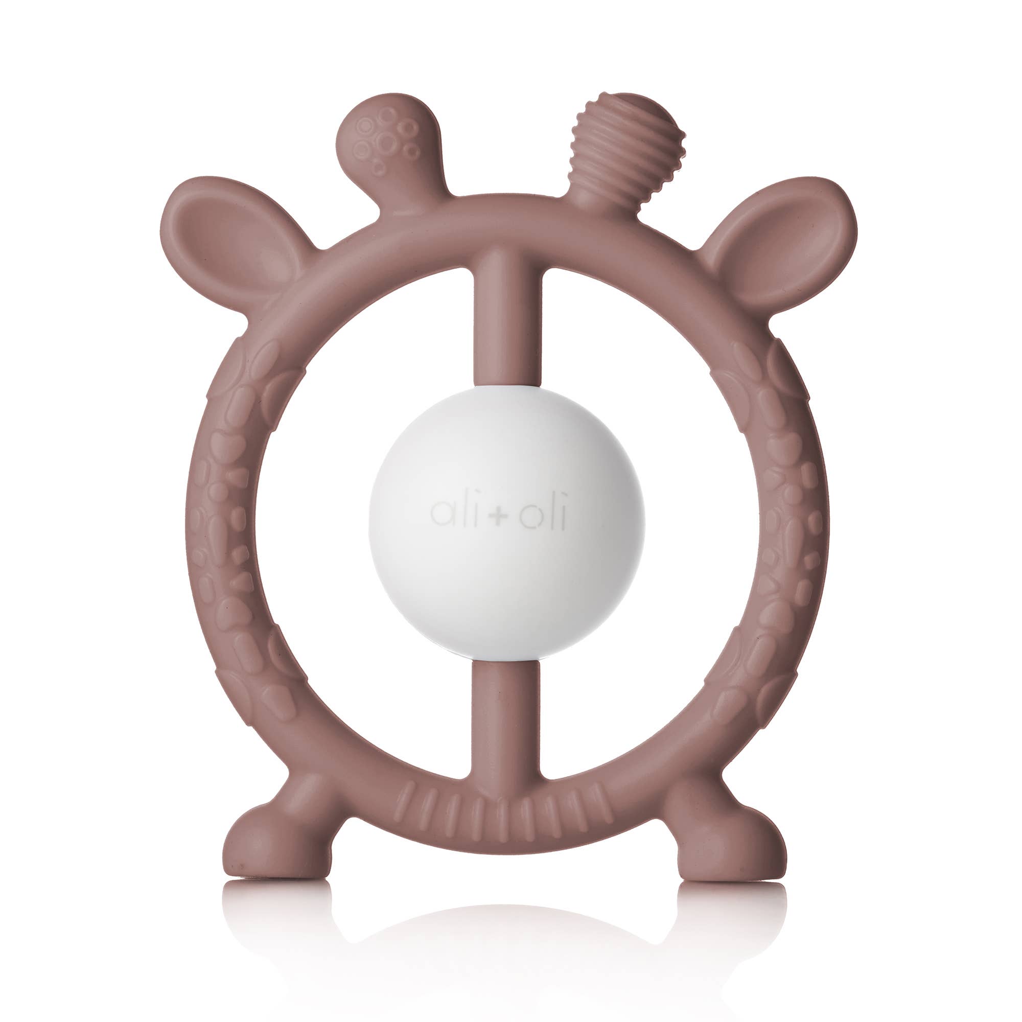 Giraffe Teether & Rattle Food-Grade Silicone Toy: Berry